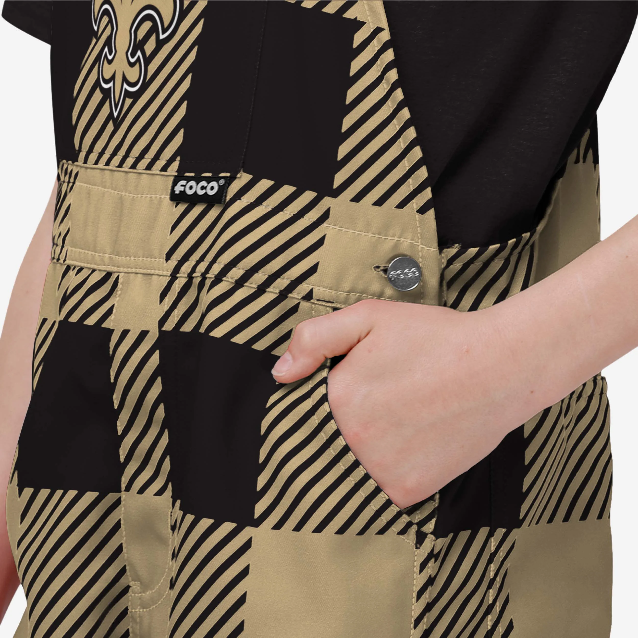 New Orleans Saints Buffalo Youth Plaid Bib Overalls - Image 5