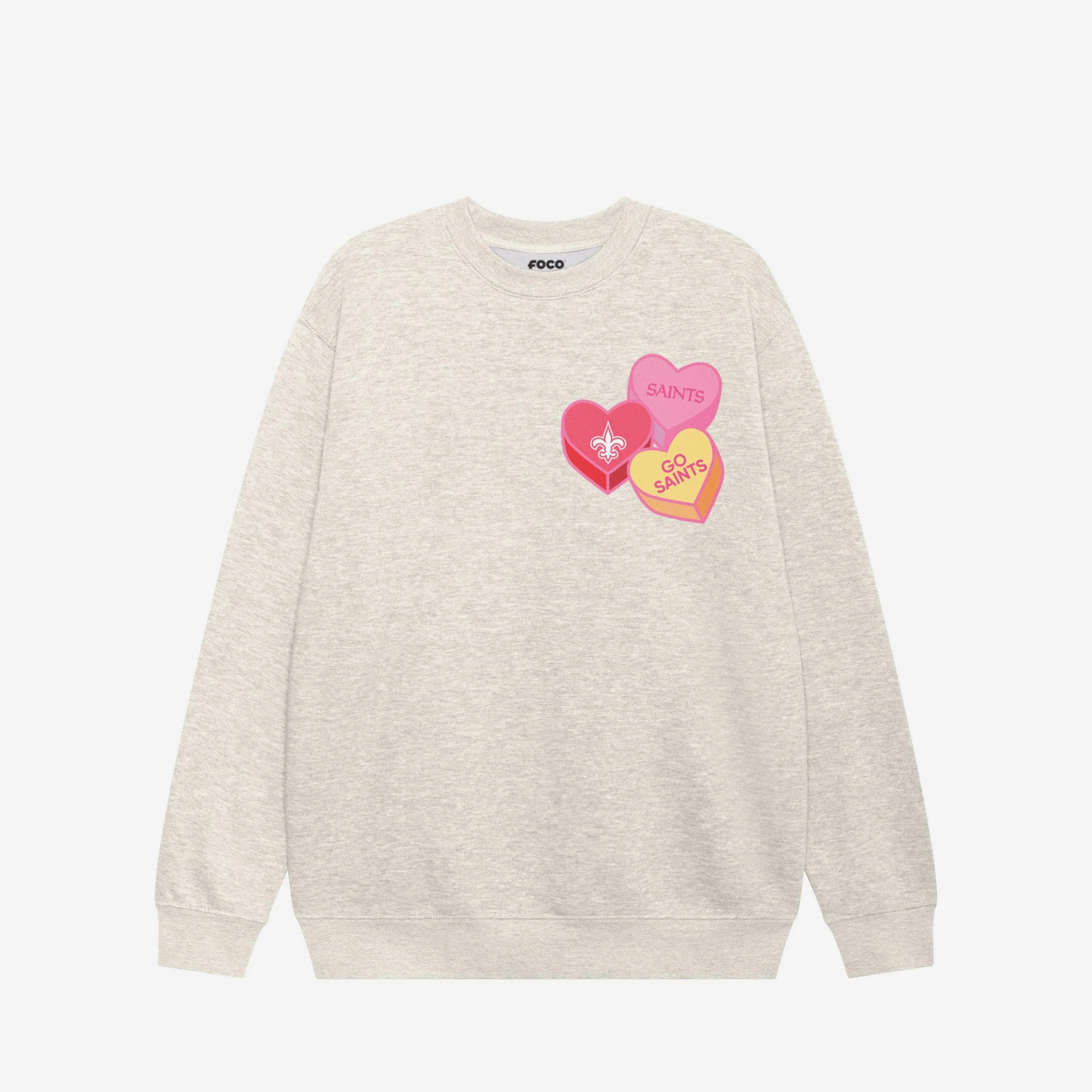 New Orleans Saints Candy Heart Crew Neck Sweatshirt