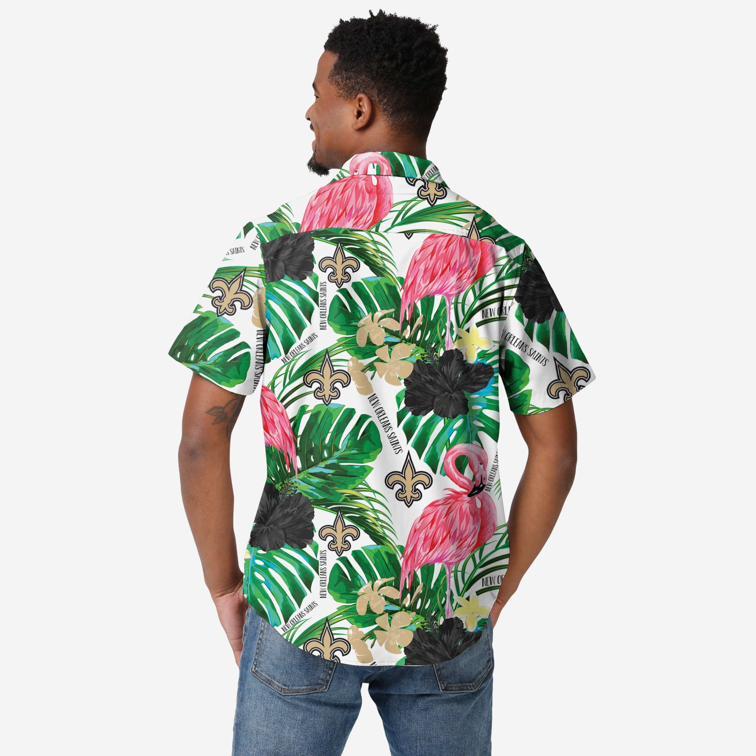 New Orleans Saints Flamingo Button Up Shirt - Image 2