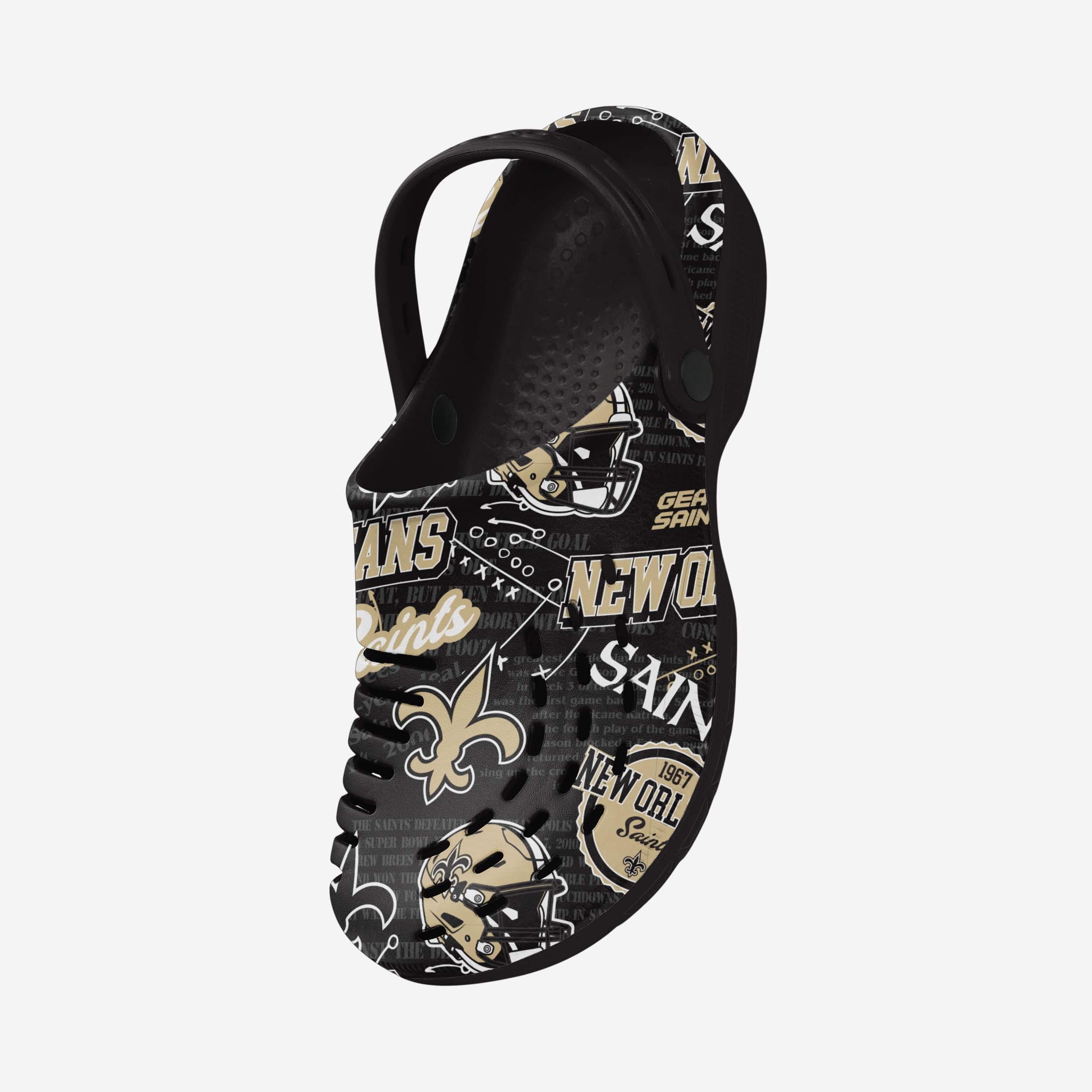New Orleans Saints Historic Print Clog With Strap - Image 2