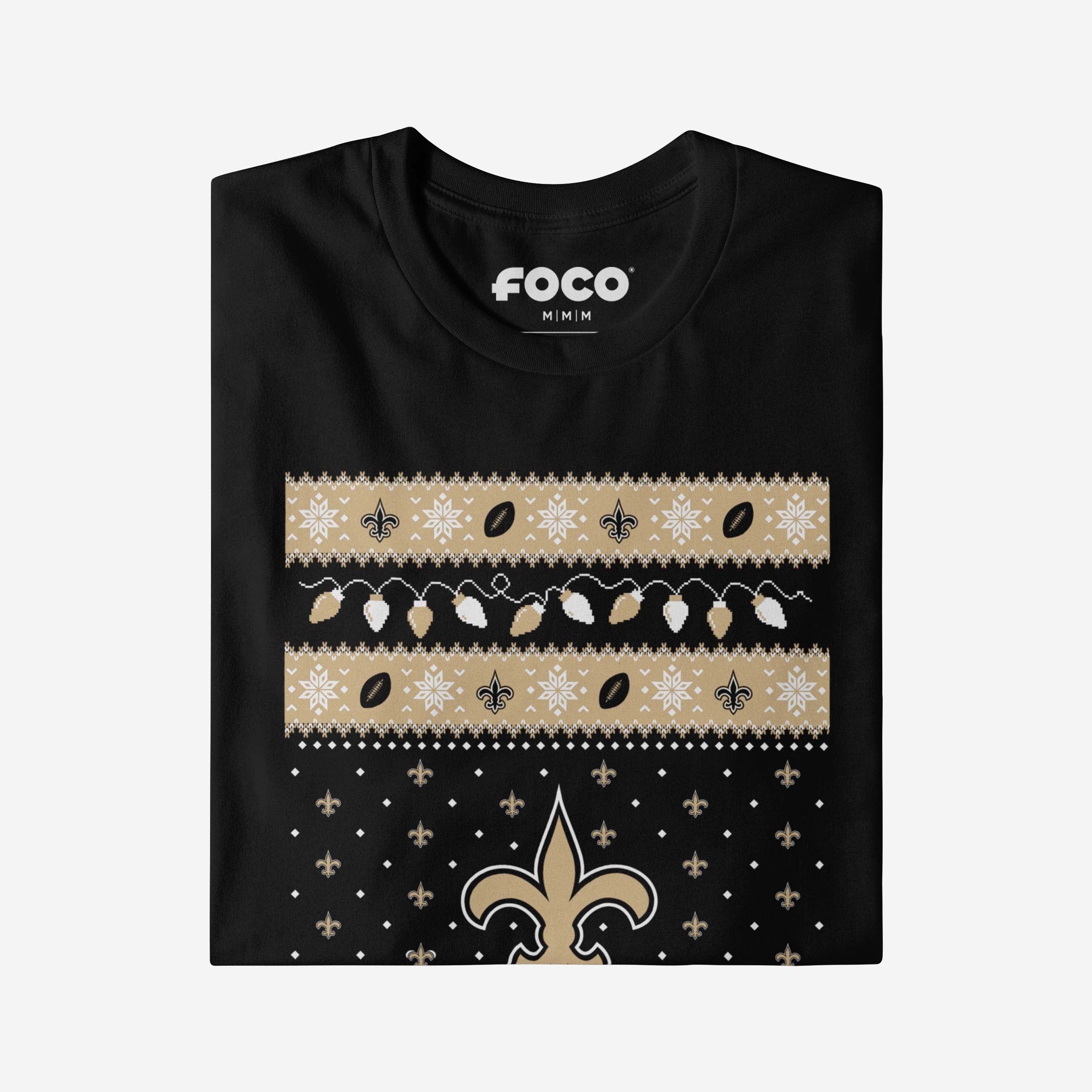 New Orleans Saints Holiday Lights Sweater Long Sleeve T-Shirt - Image 4
