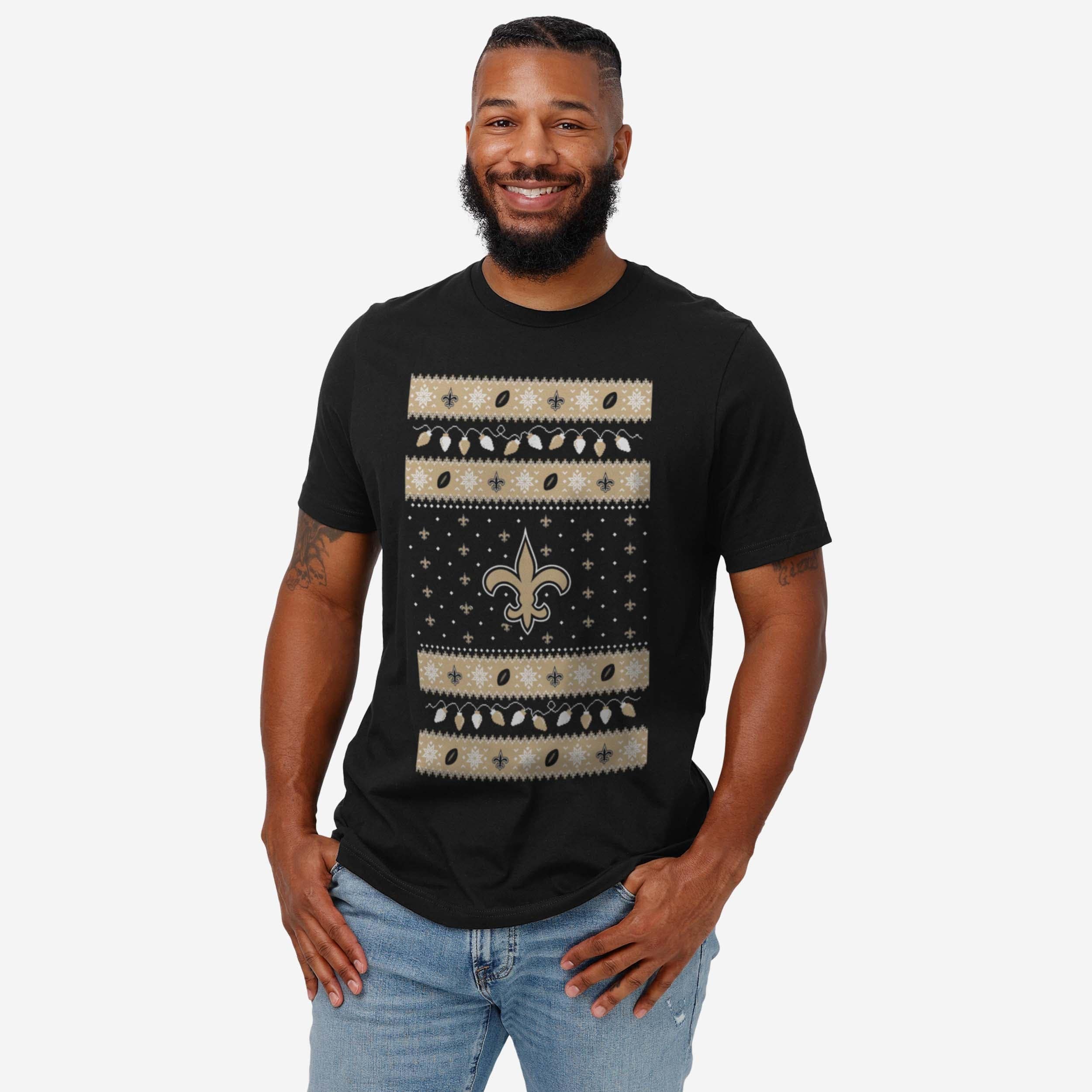 New Orleans Saints Holiday Lights Sweater T-Shirt - Image 2