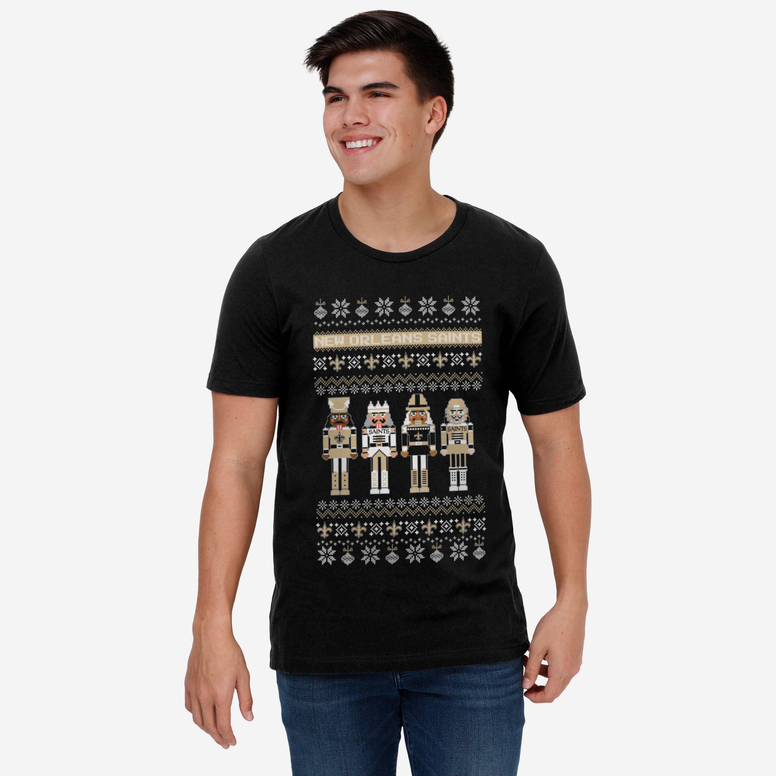 New Orleans Saints Holiday Nutcracker Sweater T-Shirt - Image 2
