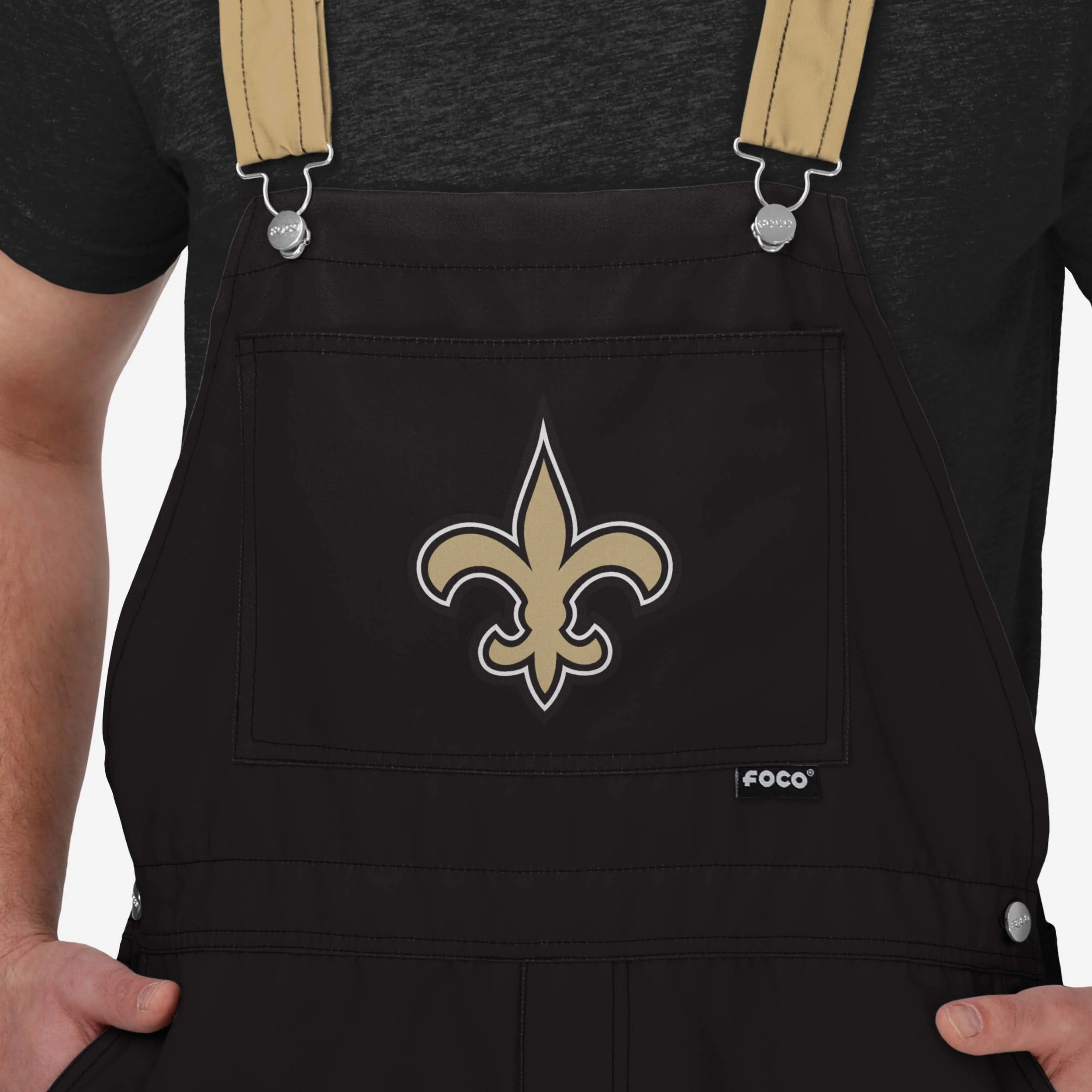 New Orleans Saints Mens Team Stripe Bib Shortalls - Image 3