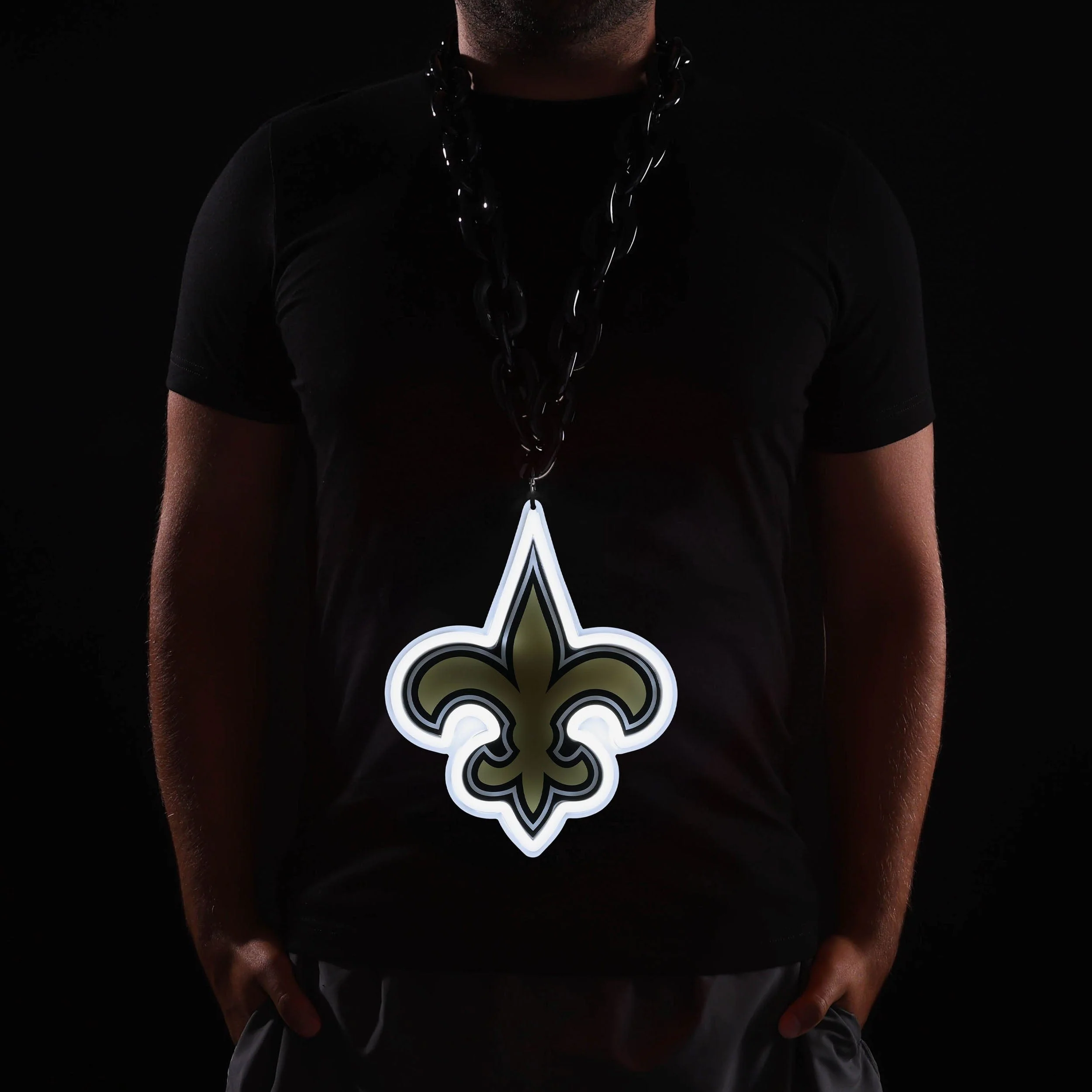 New Orleans Saints Neon Light Up Big Logo Chain - Image 3