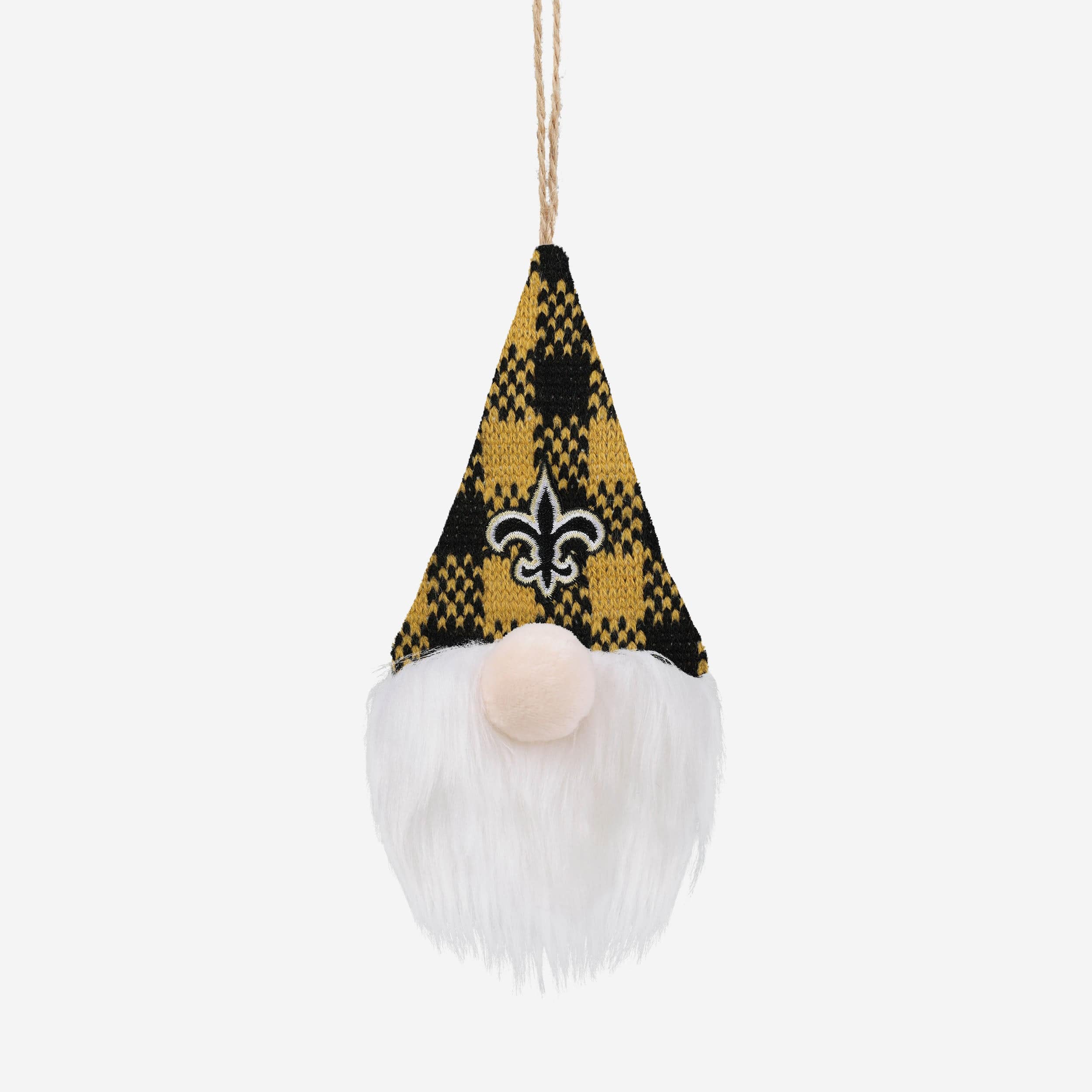 New Orleans Saints Plaid Hat Plush Gnome Ornament