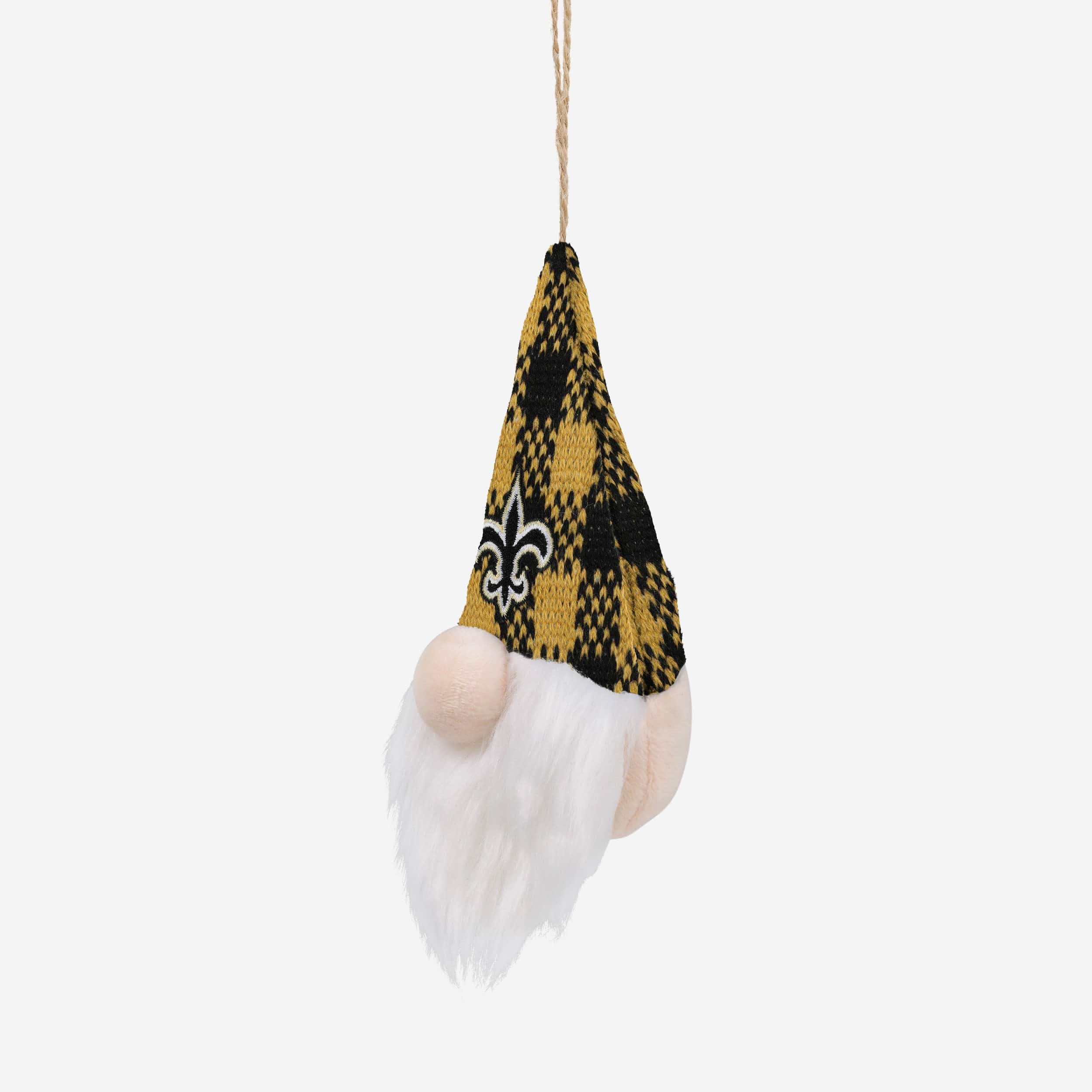 New Orleans Saints Plaid Hat Plush Gnome Ornament - Image 2