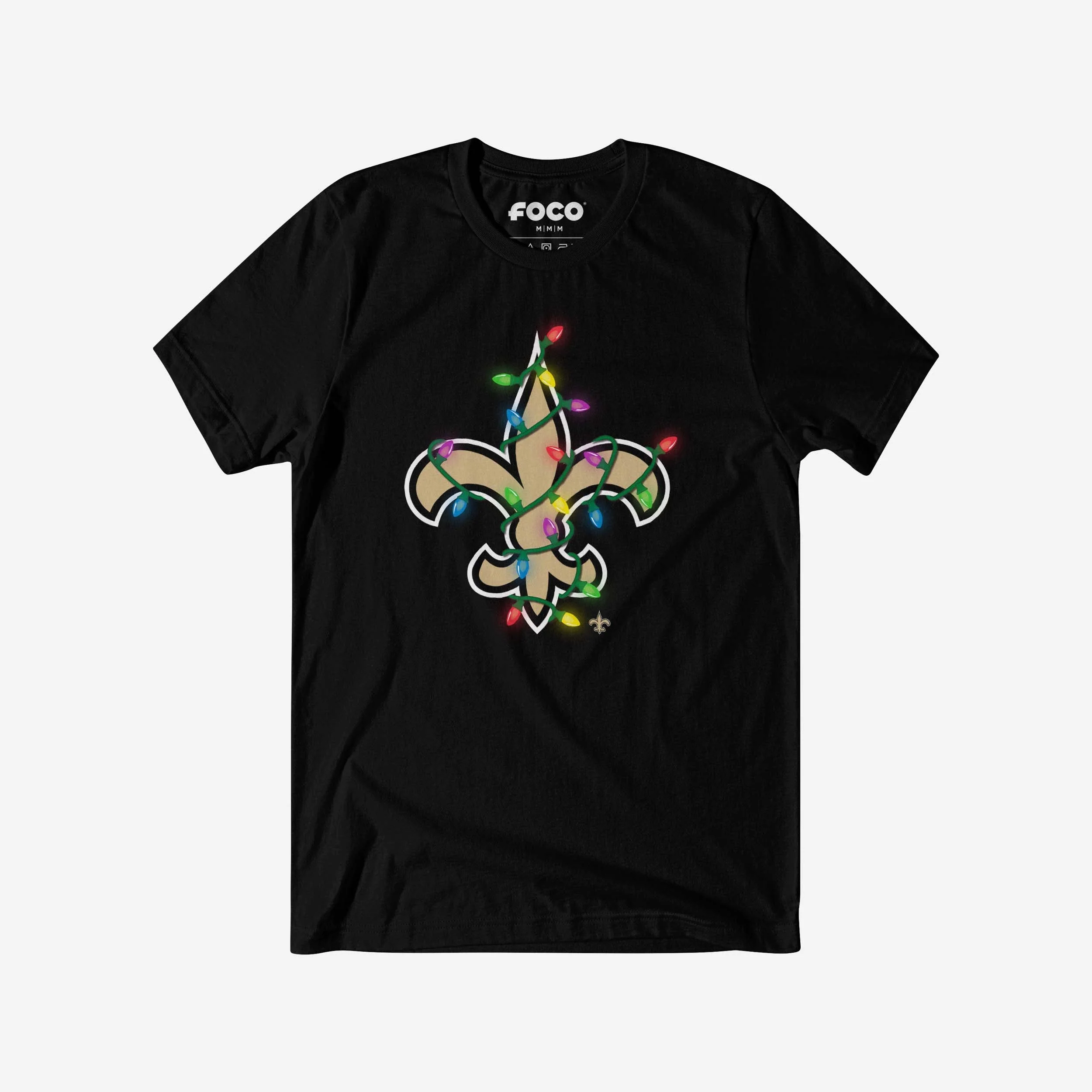 New Orleans Saints Primary Logo Holiday Lights T-Shirt