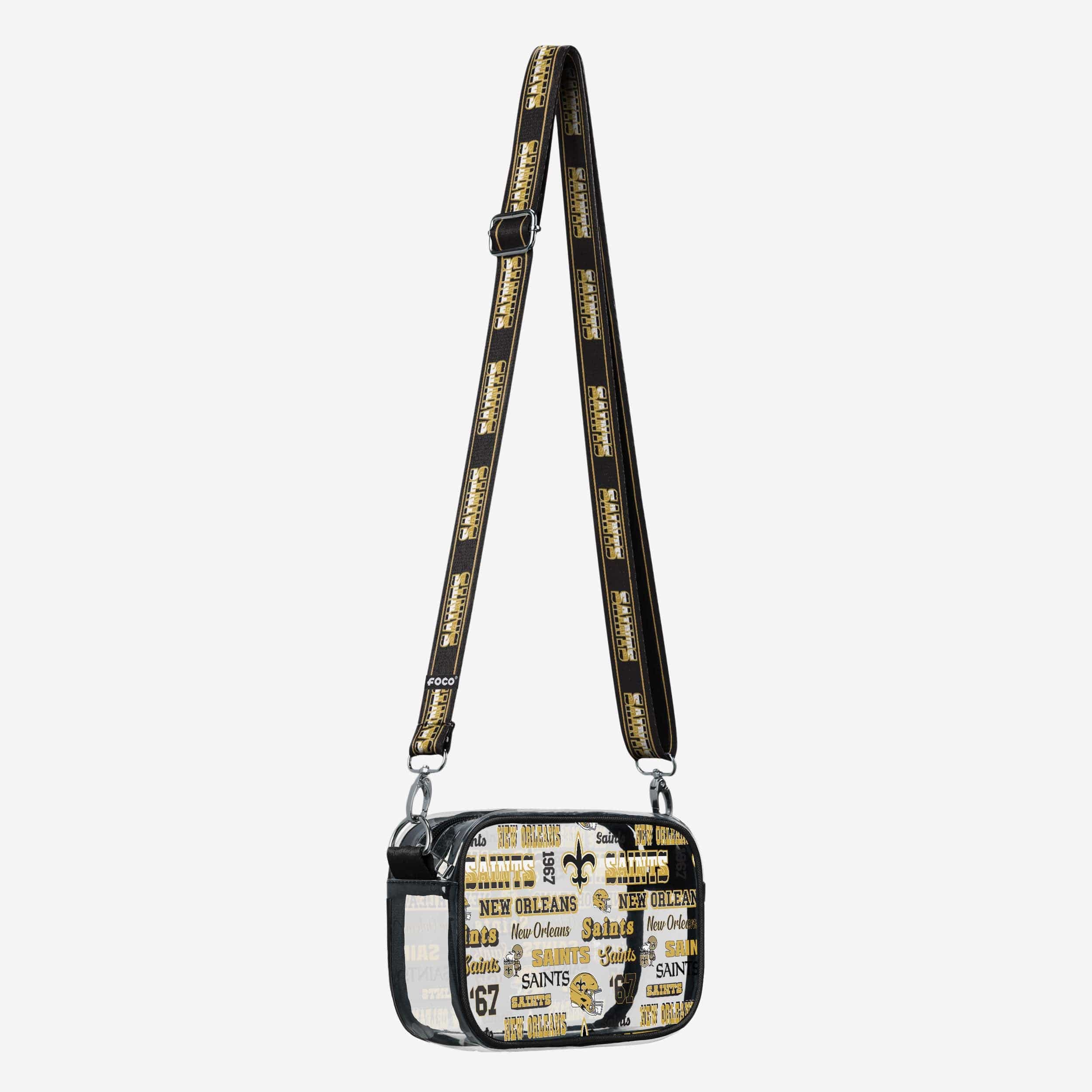 New Orleans Saints Repeat Retro Print Clear Crossbody Bag - Image 2