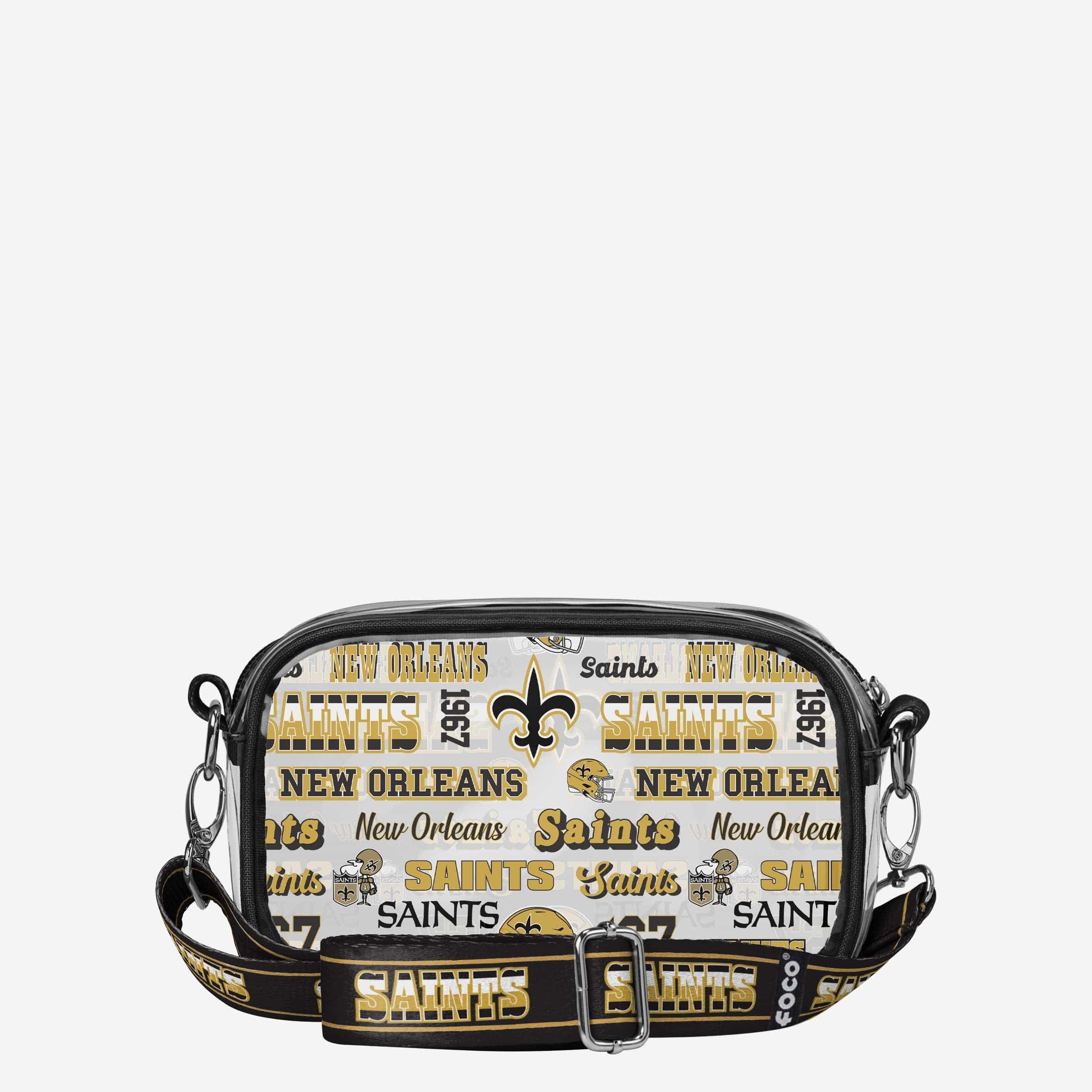 New Orleans Saints Repeat Retro Print Clear Crossbody Bag - Image 5
