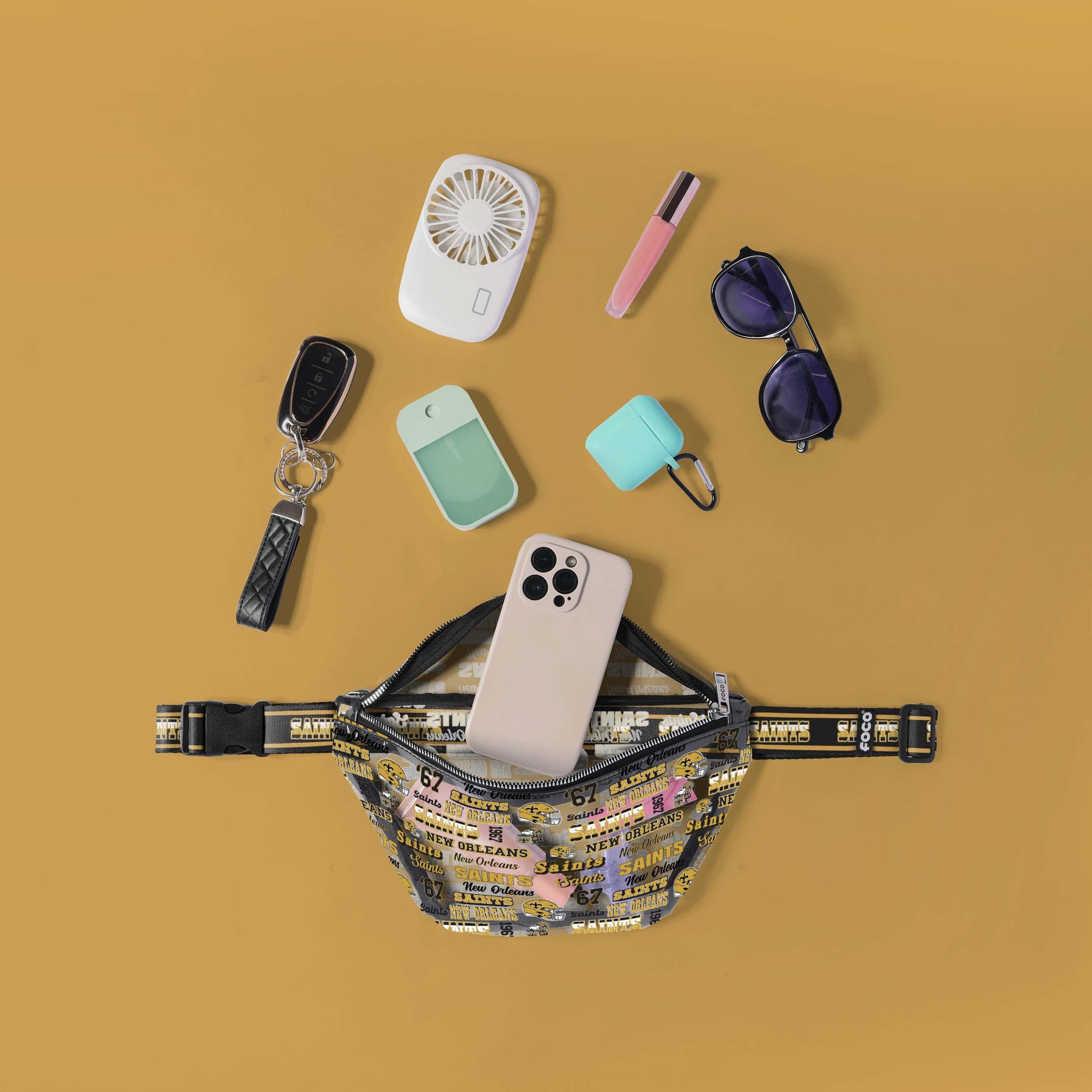 New Orleans Saints Repeat Retro Print Clear Fanny Pack - Image 2