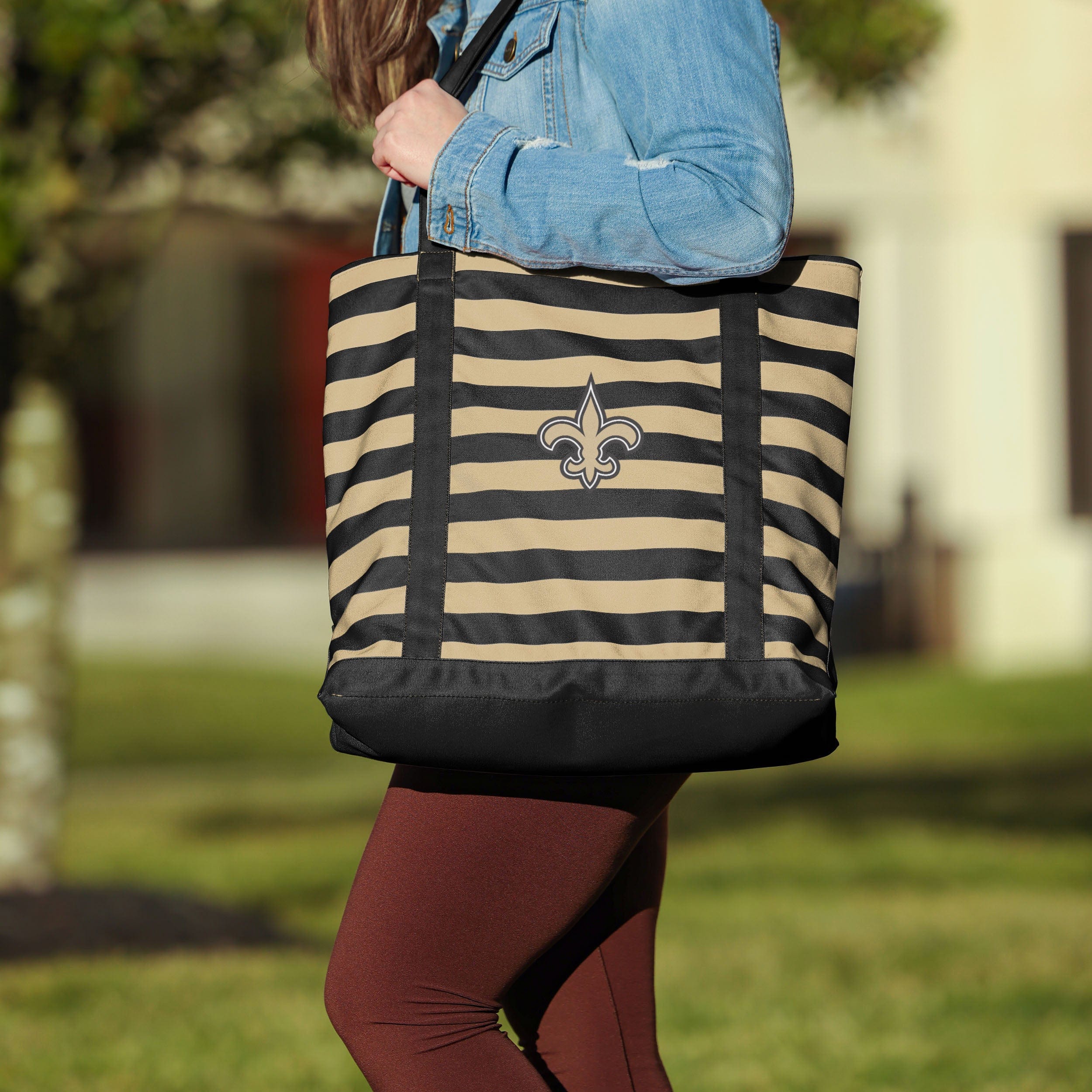 New Orleans Saints Team Stripe Canvas Tote Bag - Image 3
