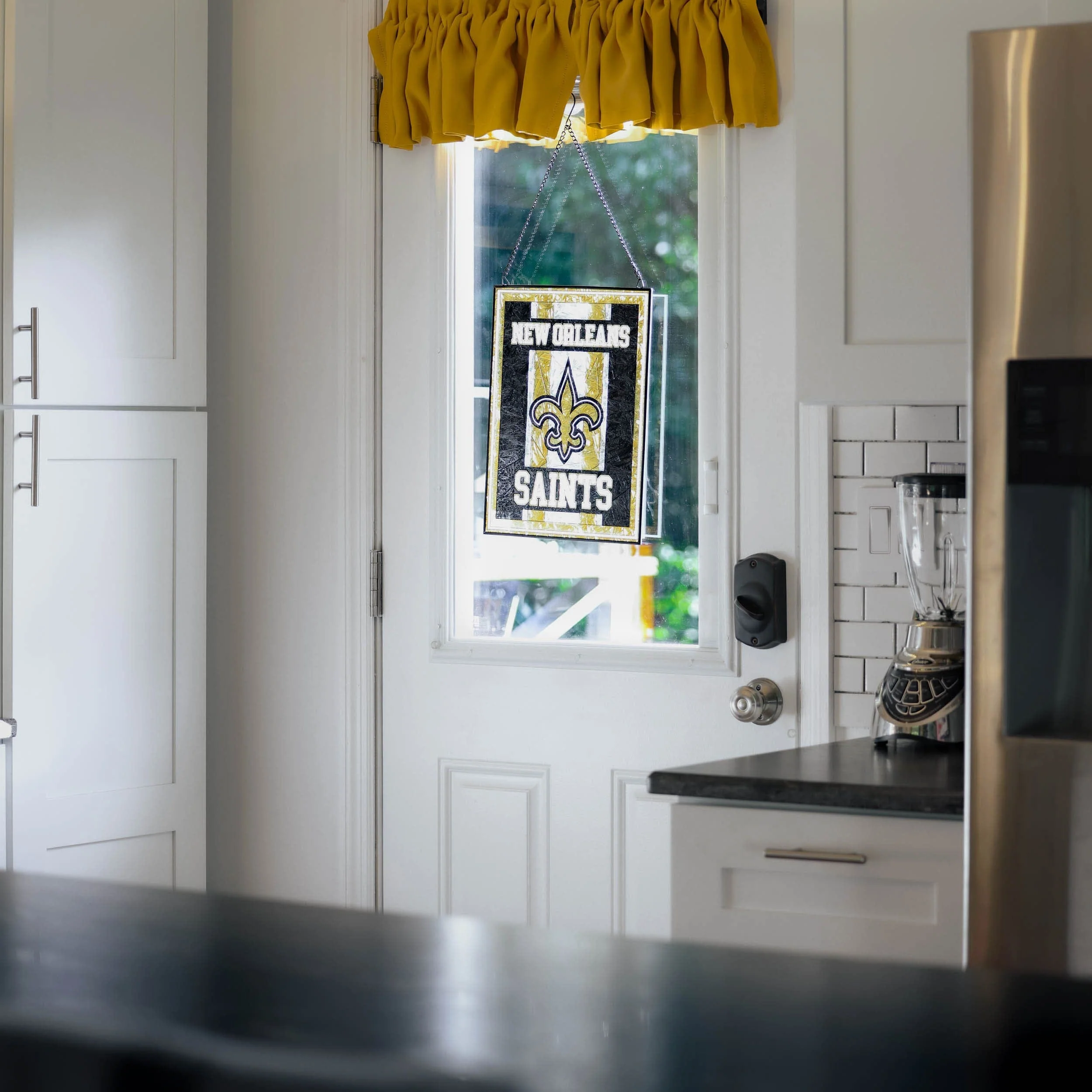 New Orleans Saints Team Stripe Stain Glass Sign - Image 4