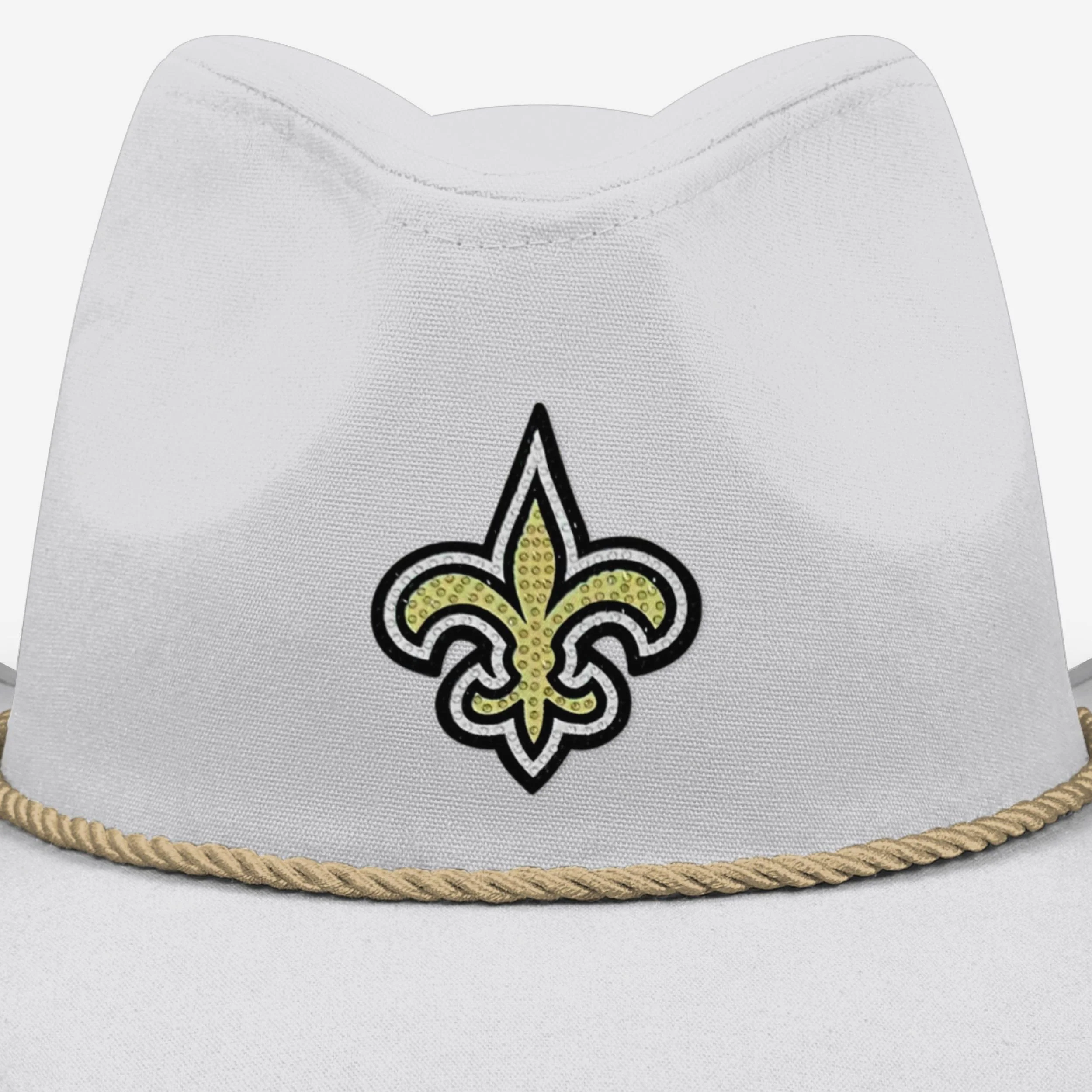 New Orleans Saints White Rhinestone Logo Cowboy Hat - Image 2