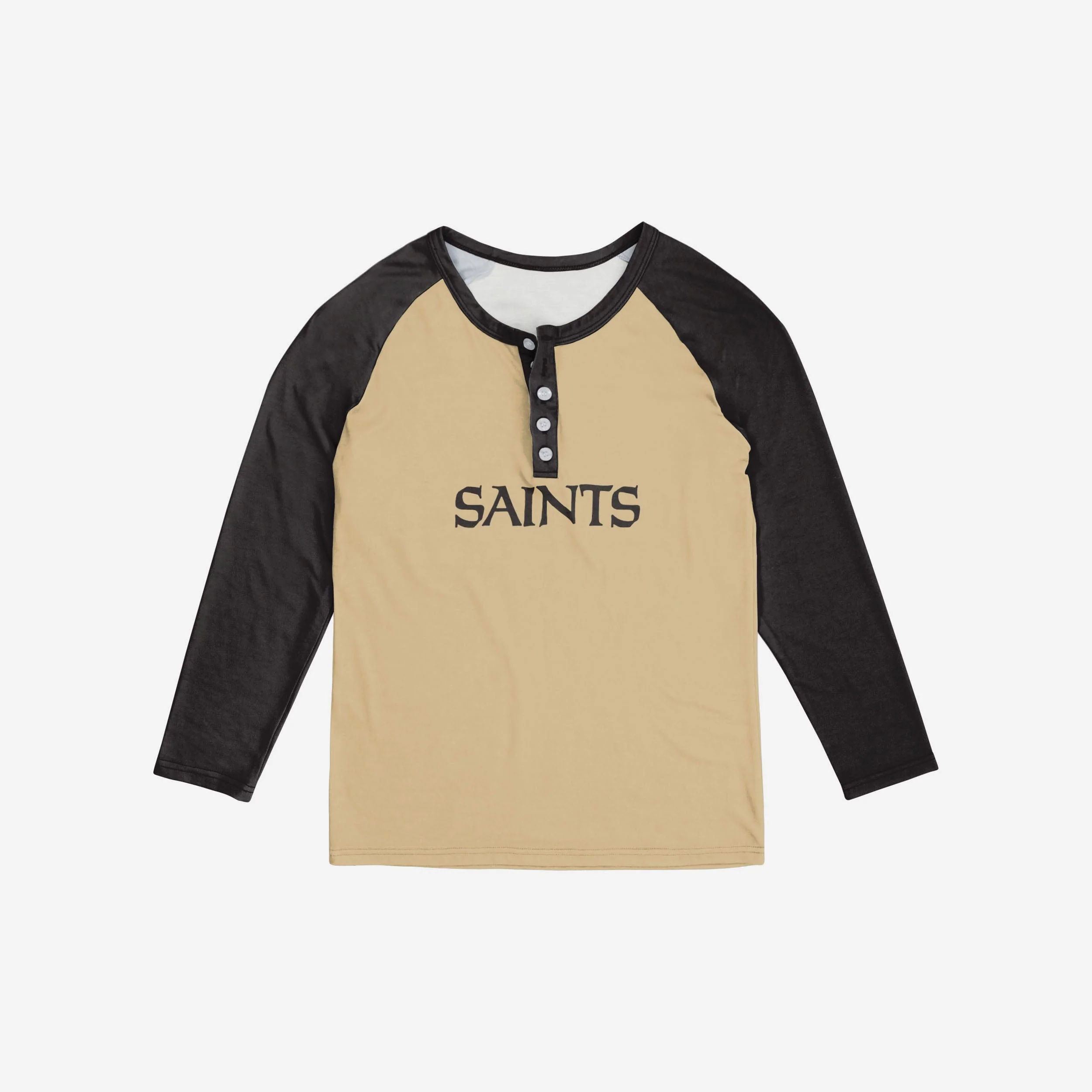 New Orleans Saints Womens Big Wordmark Long Sleeve Henley - Image 3