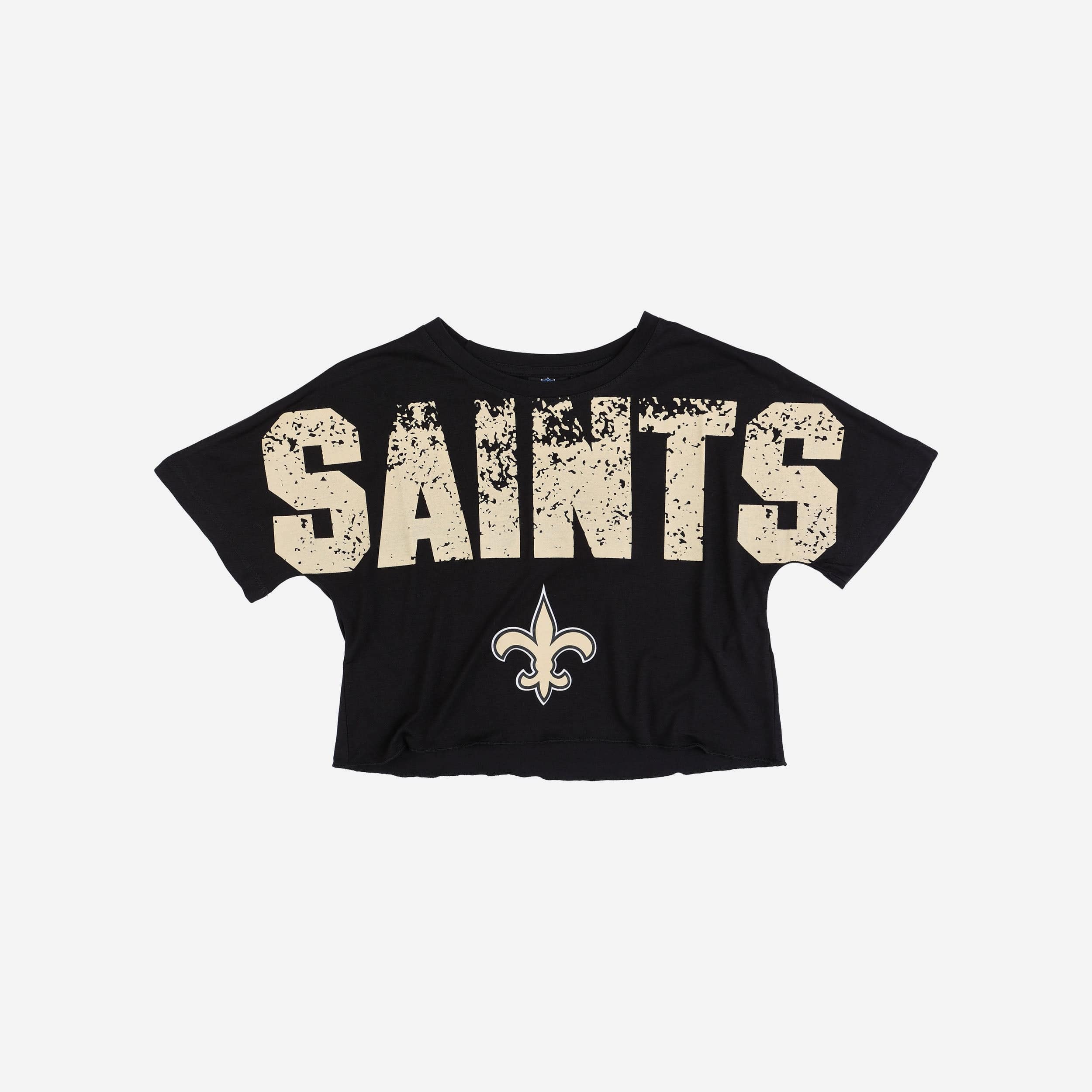 New Orleans Saints Womens Distressed Wordmark Crop Top - Image 3