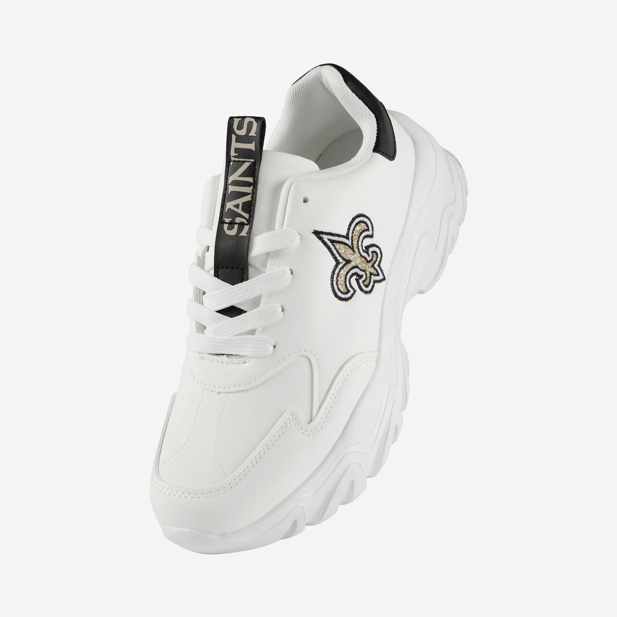New Orleans Saints Womens Glitter Big Logo Vintage White Chunky Sneaker - Image 2