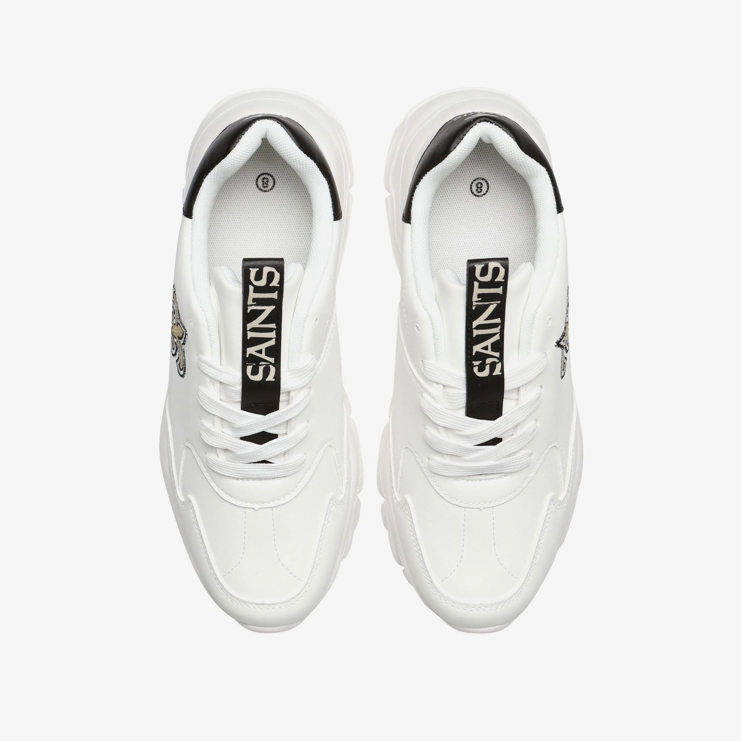 New Orleans Saints Womens Glitter Big Logo Vintage White Chunky Sneaker - Image 4