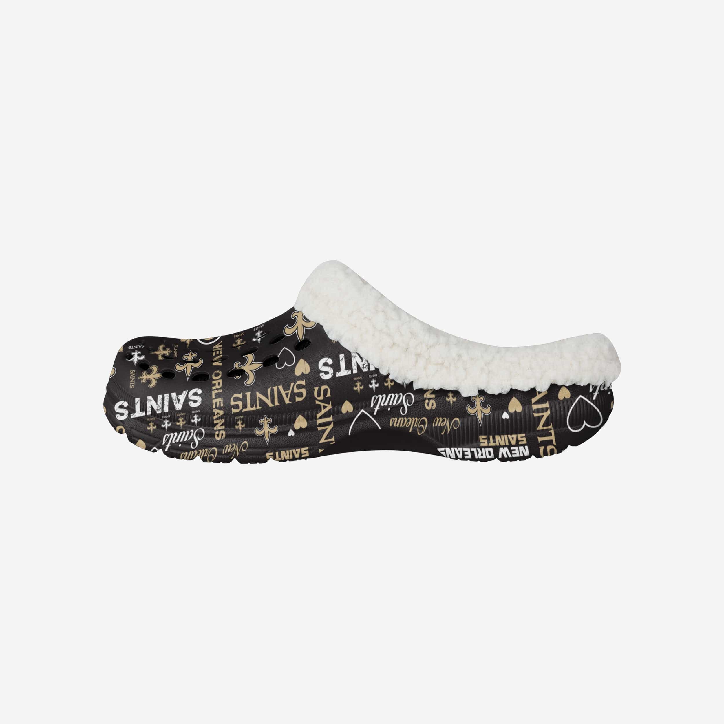 New Orleans Saints Womens Sherpa Lined Logo Love Clog