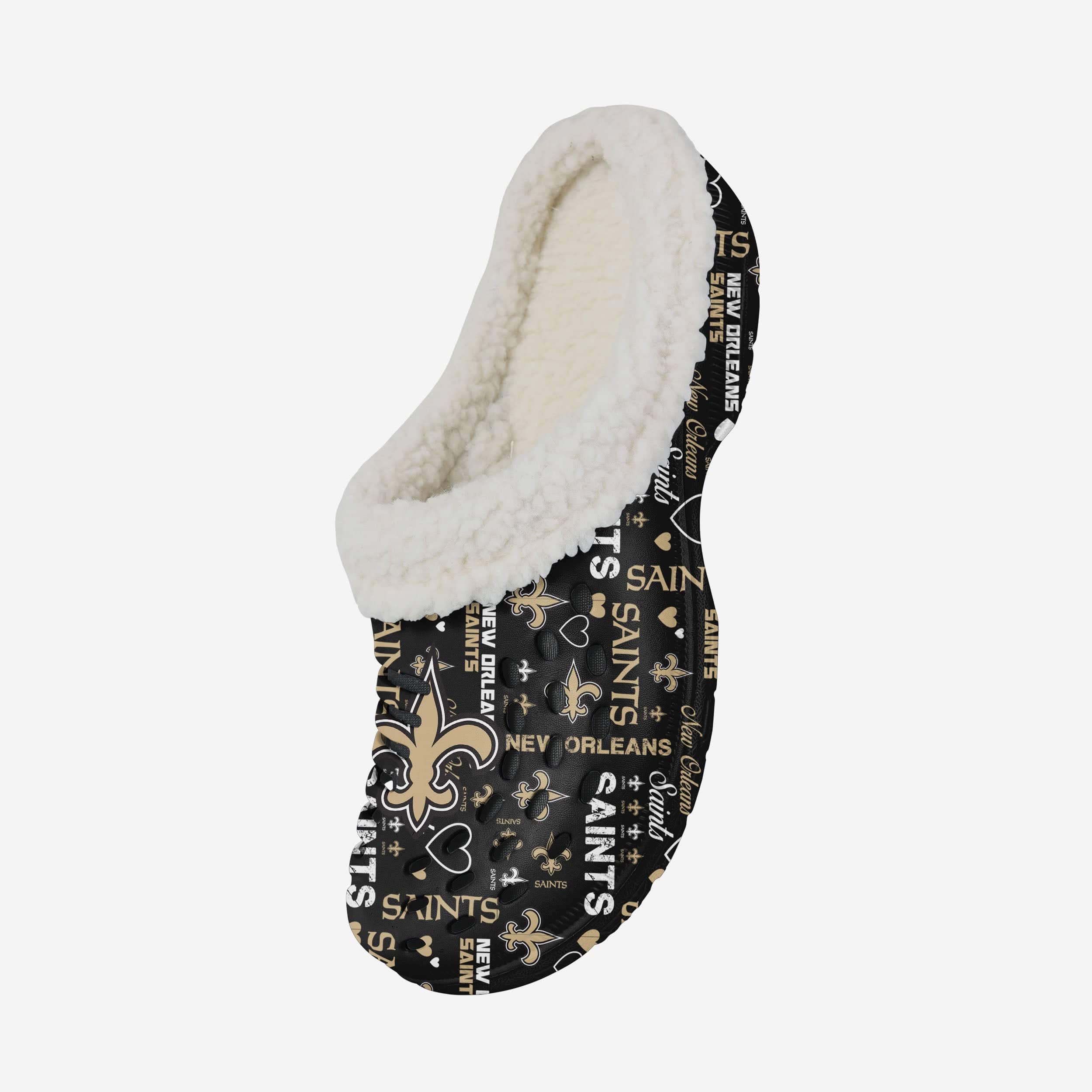 New Orleans Saints Womens Sherpa Lined Logo Love Clog - Image 2