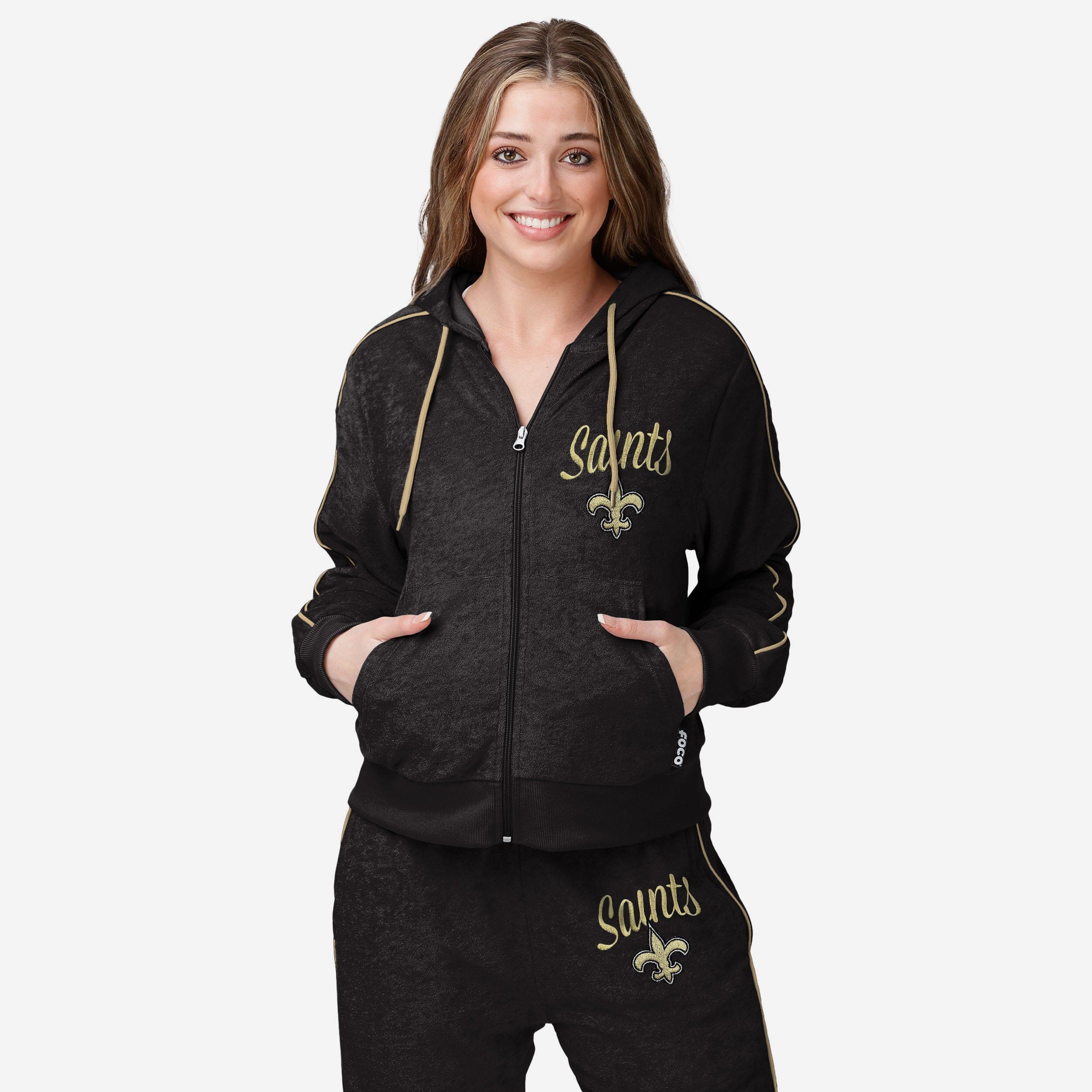 New Orleans Saints Womens Terry Knit Zip Up Top