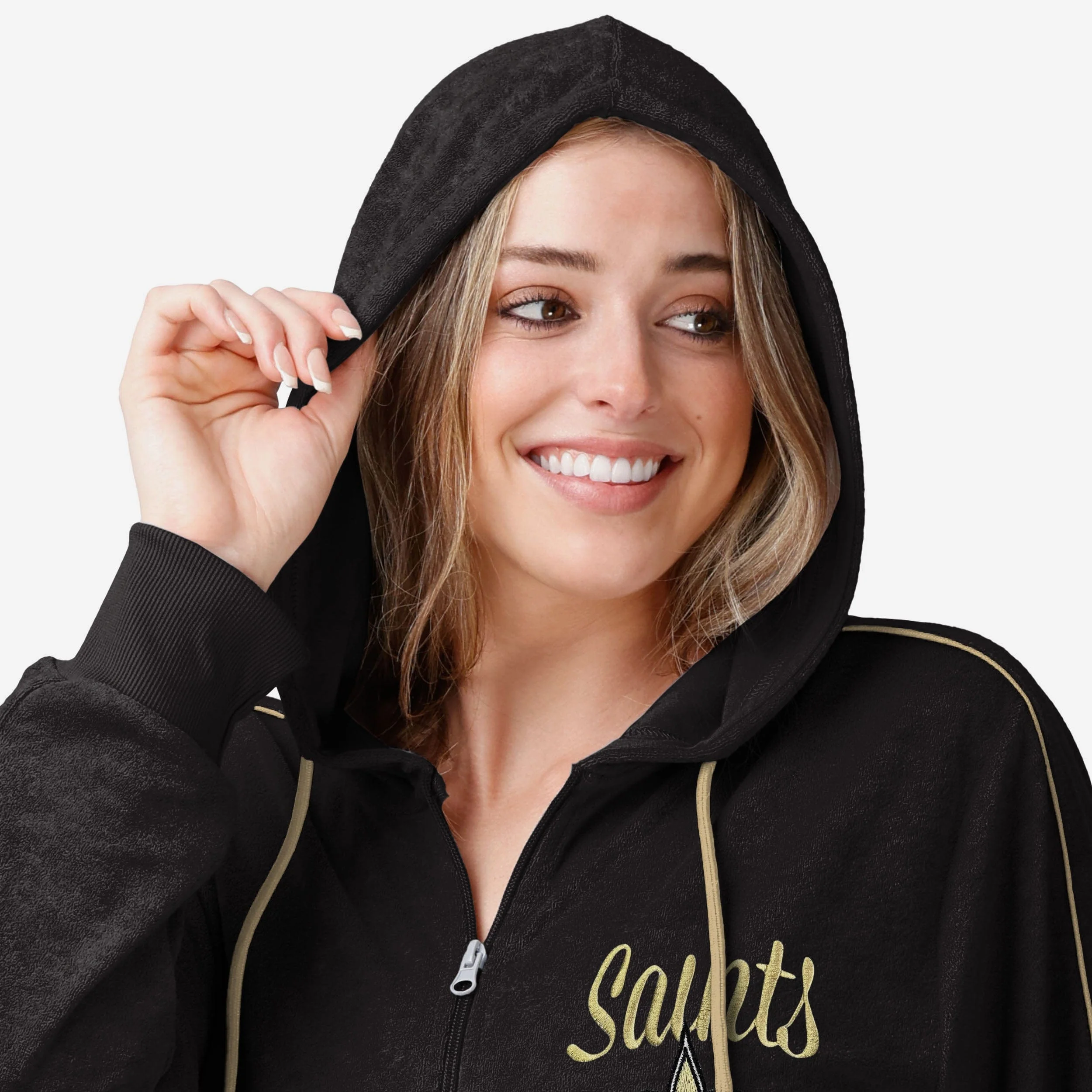New Orleans Saints Womens Terry Knit Zip Up Top - Image 3