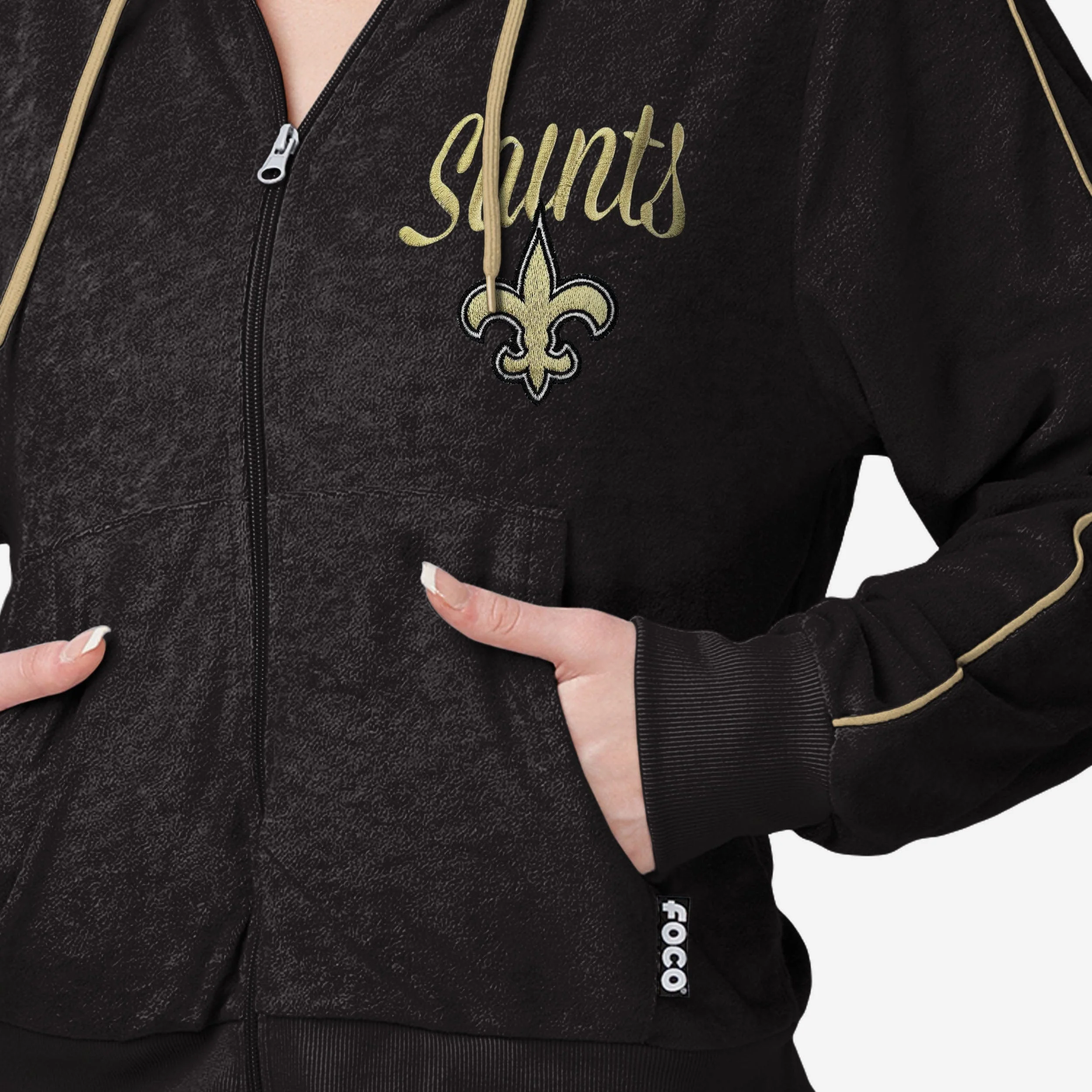 New Orleans Saints Womens Terry Knit Zip Up Top - Image 4