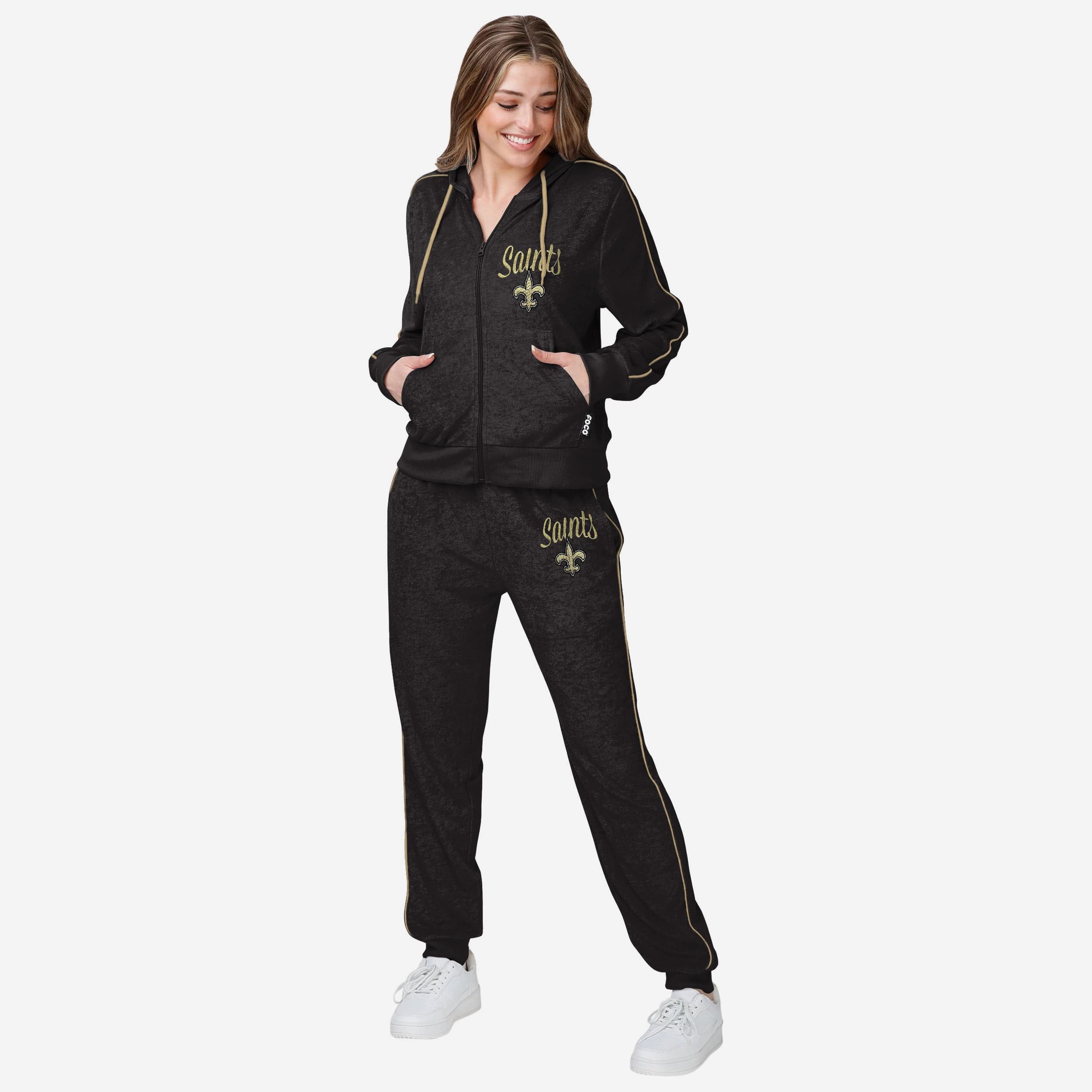New Orleans Saints Womens Terry Knit Zip Up Top - Image 6