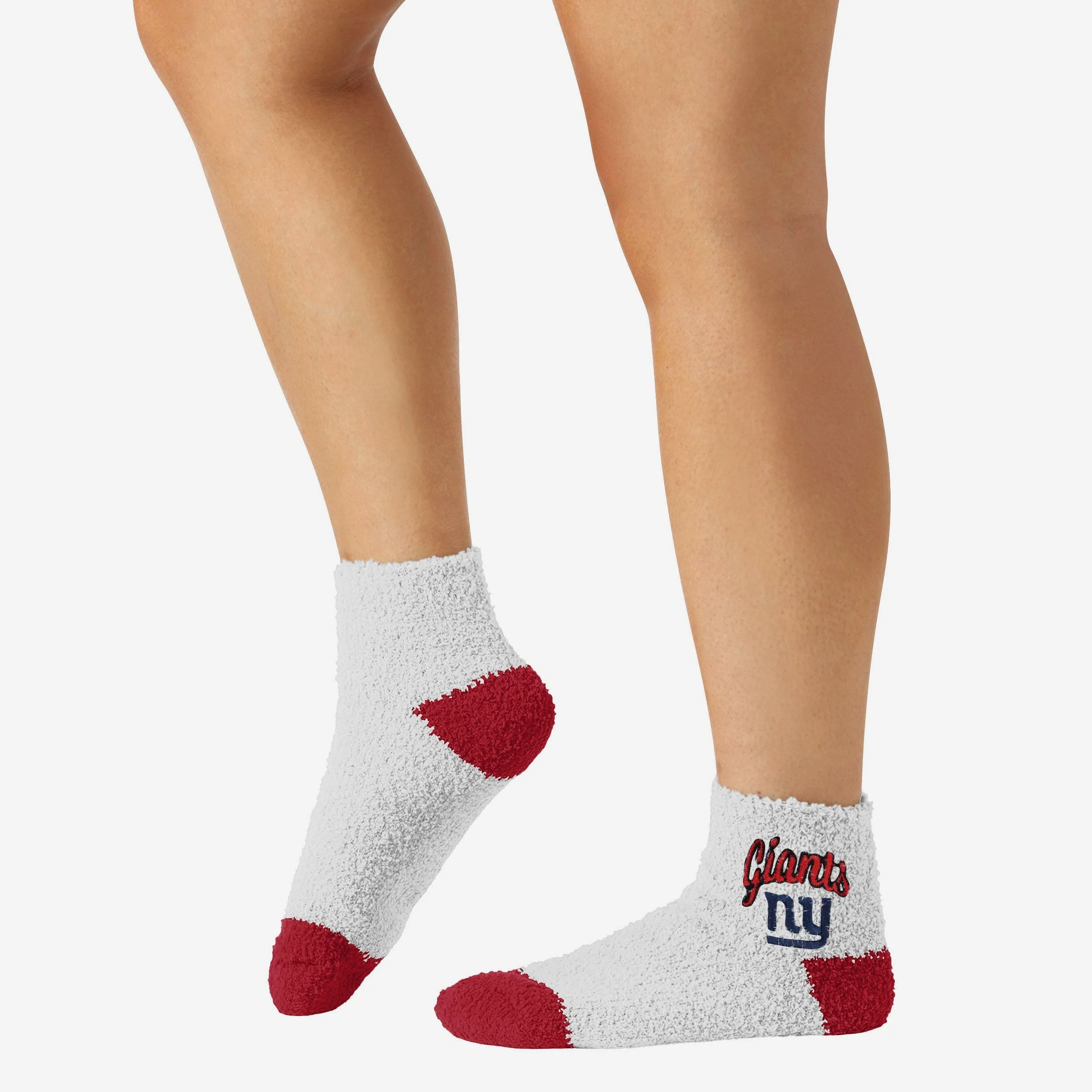 New York Giants 2 Pack Womens Script Logo Fuzzy Ankle Socks - Image 3
