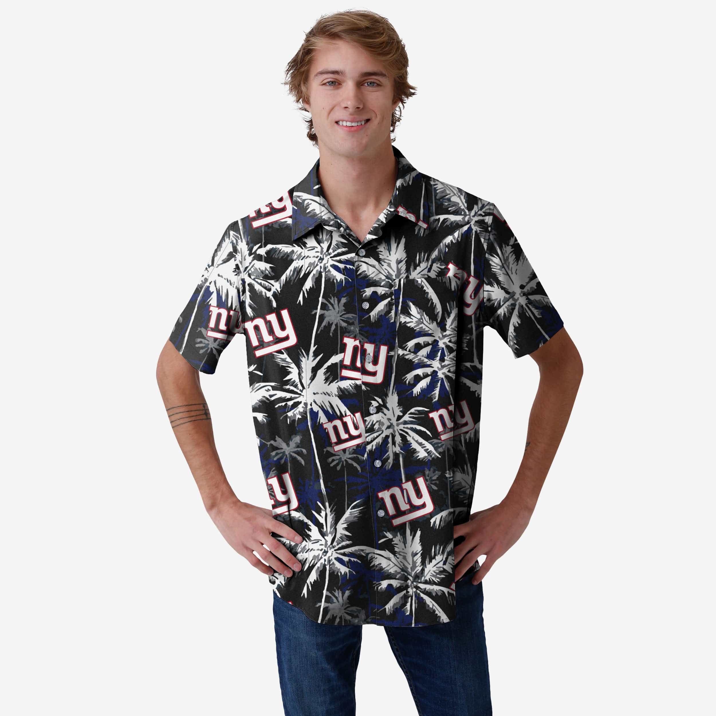 New York Giants Black Floral Button Up Shirt
