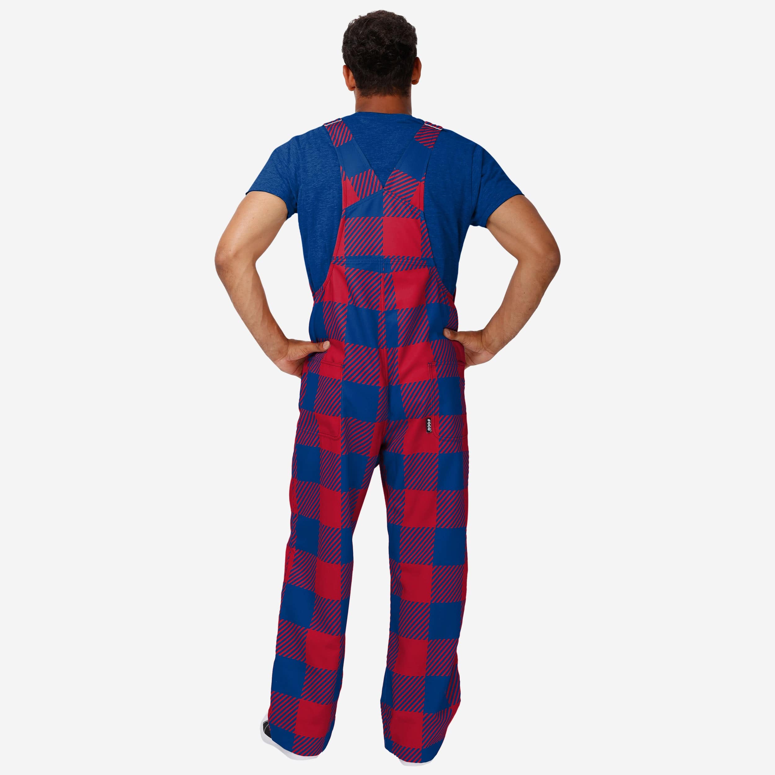 New York Giants Mens Plaid Bib Overalls - Image 2