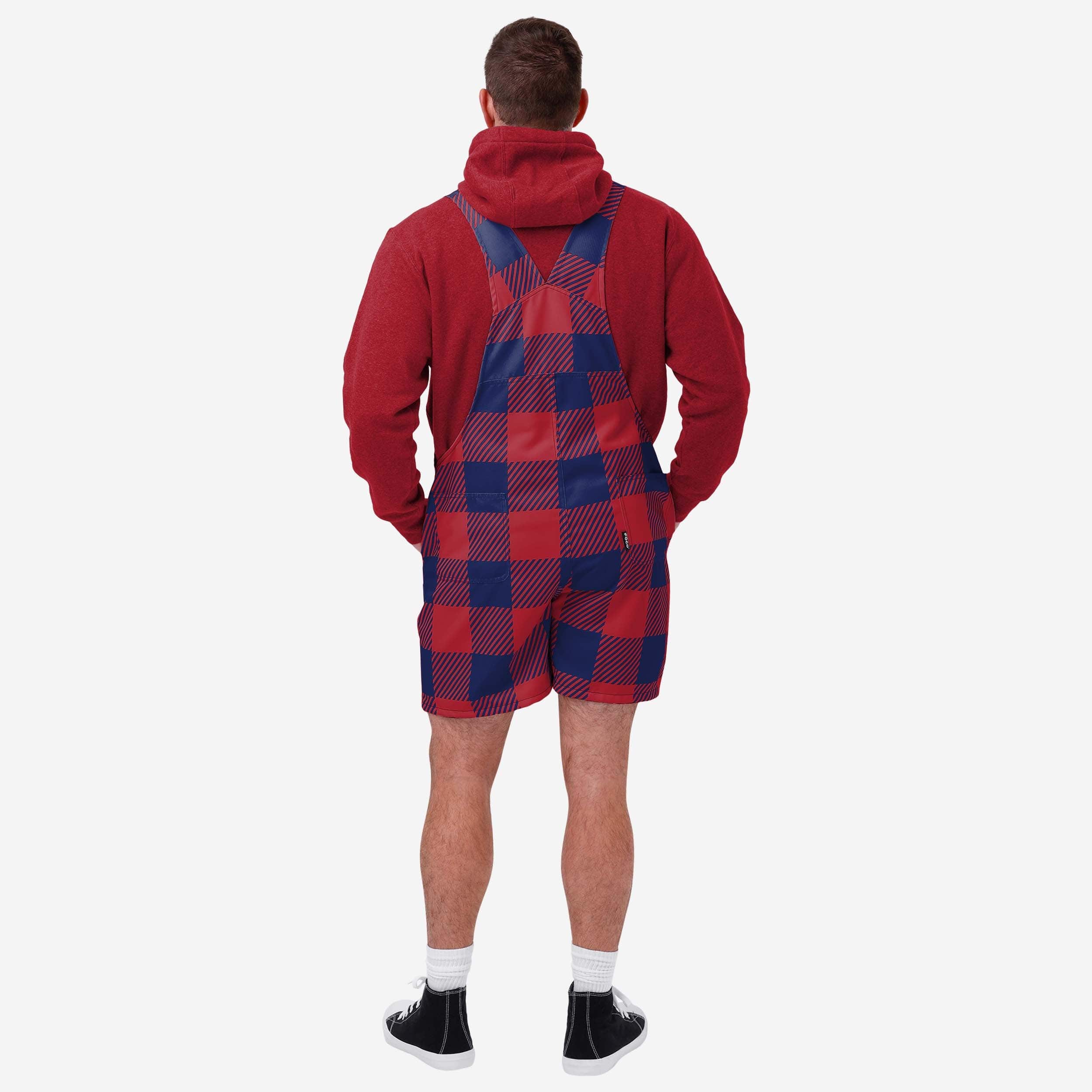 New York Giants Mens Plaid Bib Shortalls - Image 2