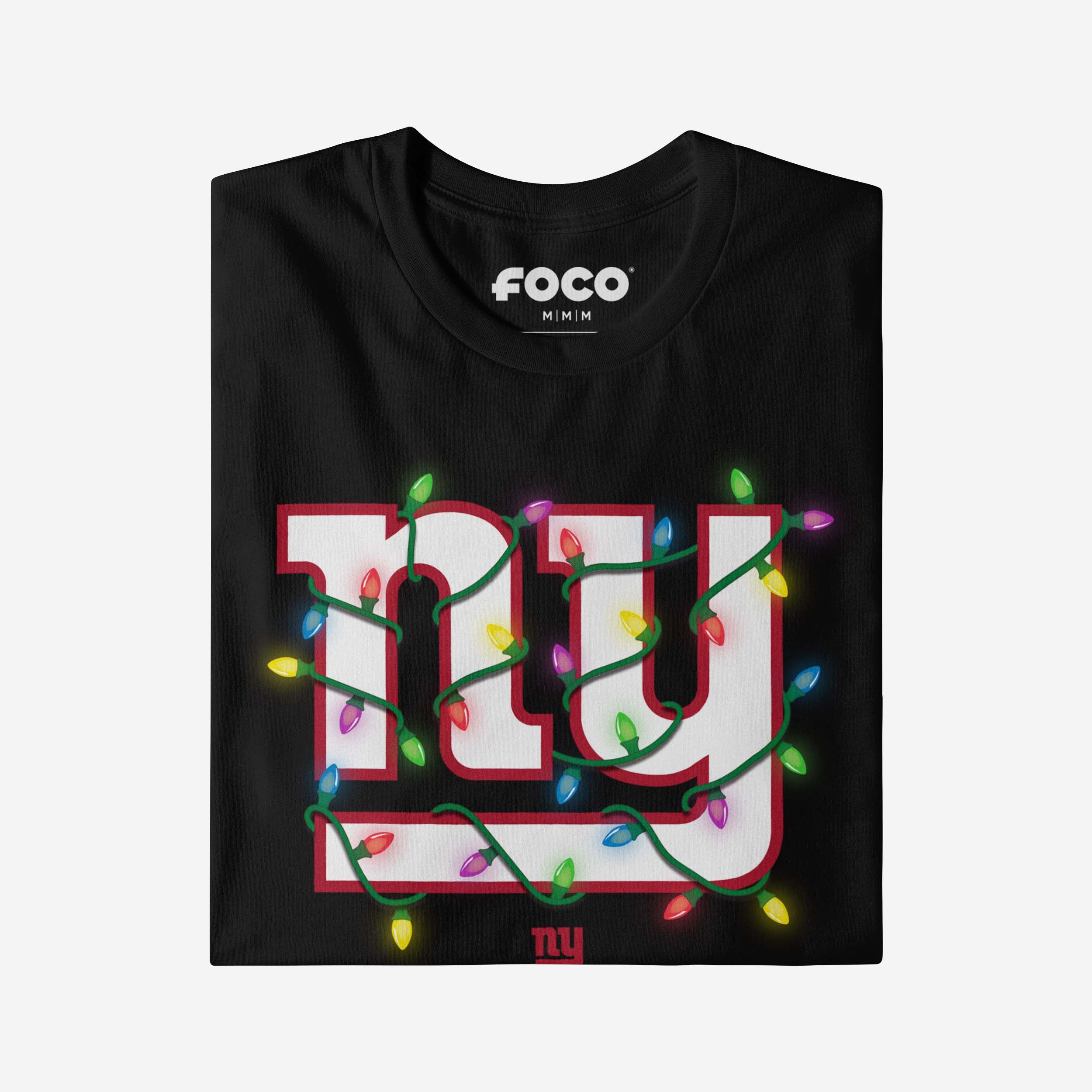New York Giants Primary Logo Holiday Lights T-Shirt - Image 4