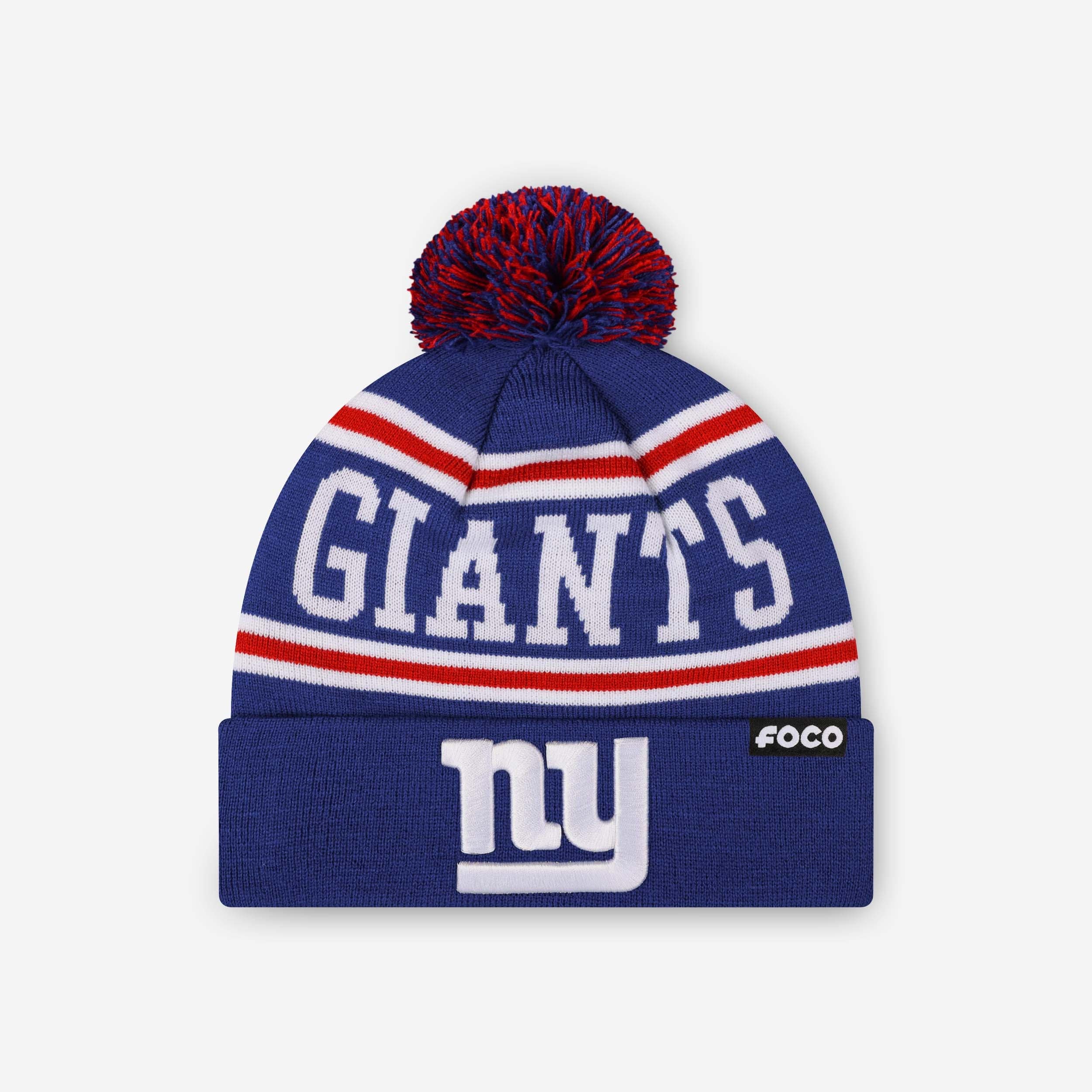 New York Giants Primary Logo Stripe Pom Beanie