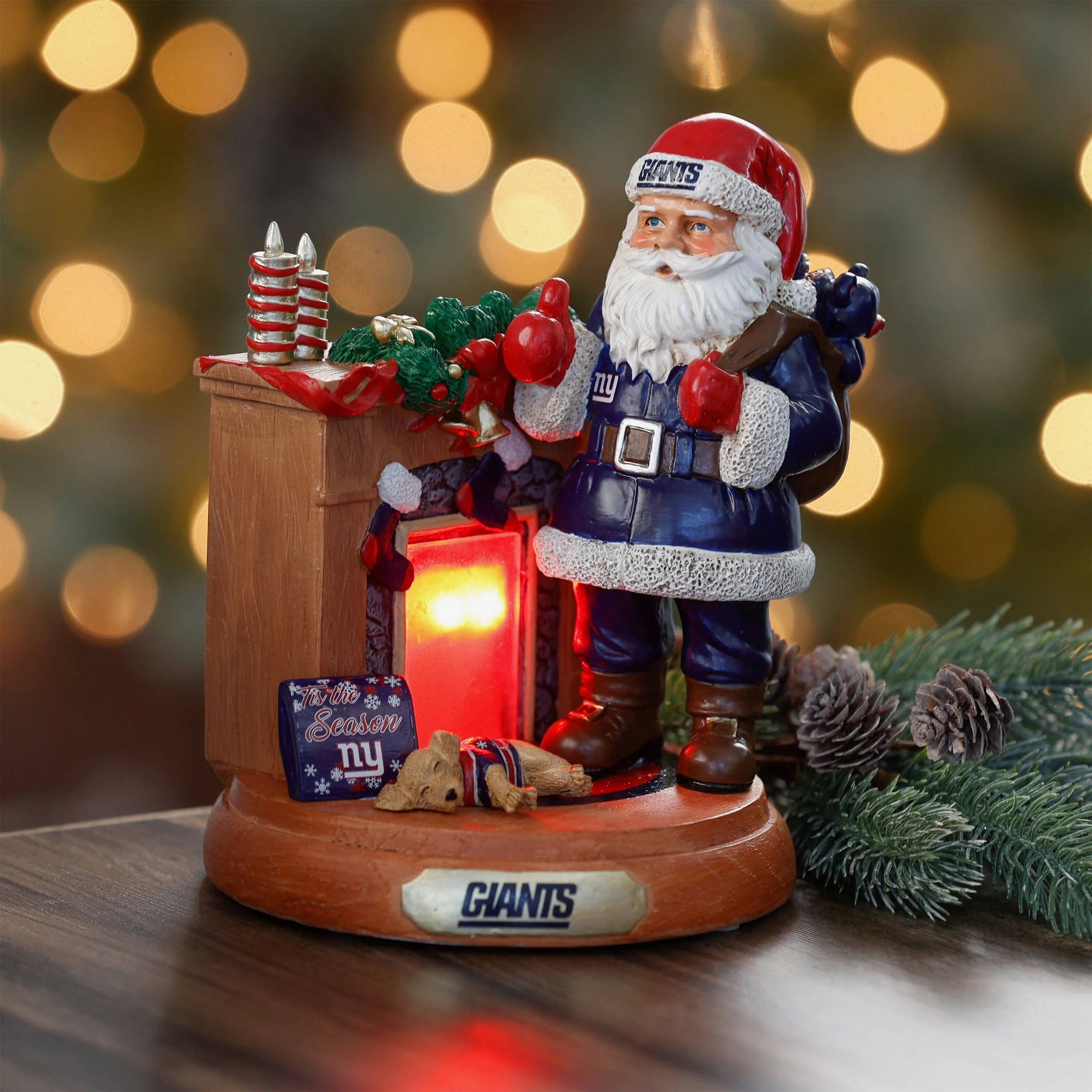 New York Giants Santa Fireplace Figurine - Image 2