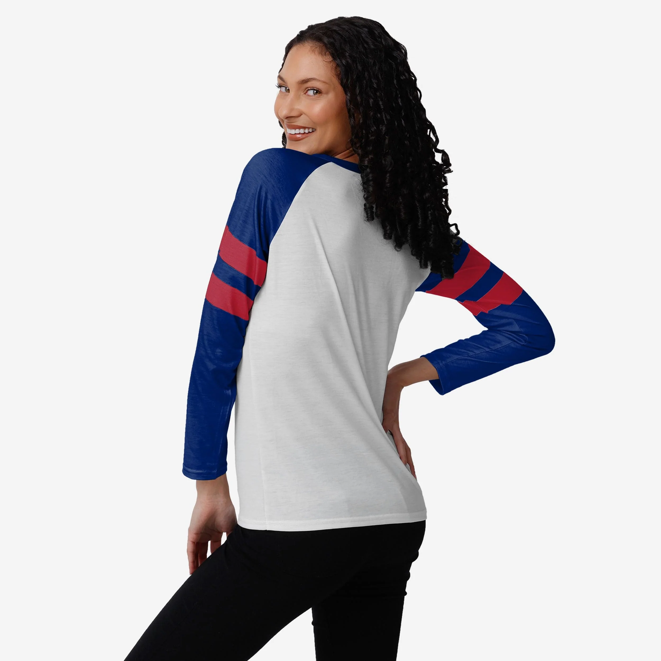 New York Giants Womens Big Logo Long Sleeve Henley - Image 2
