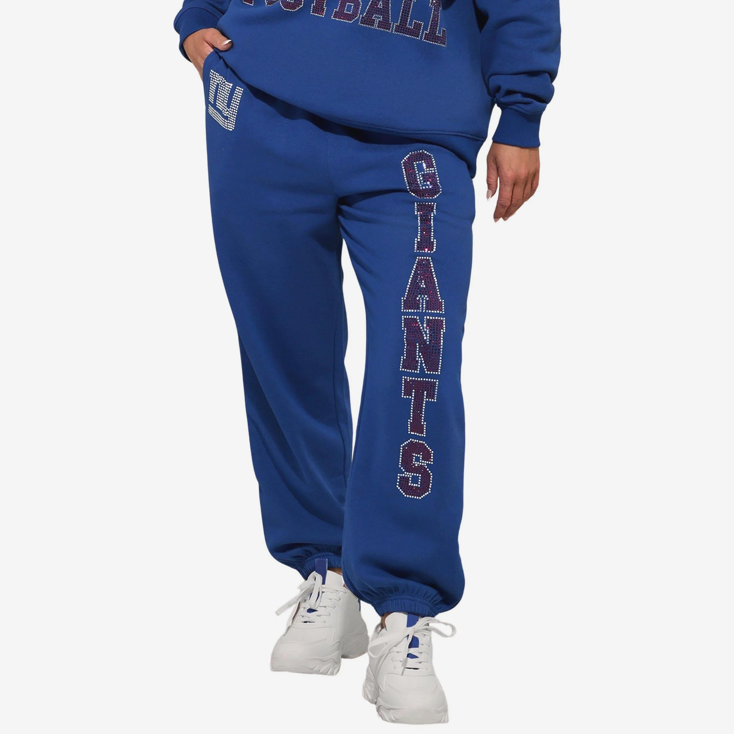 New York Giants Womens Big Wordmark Rhinestone Sweatpants