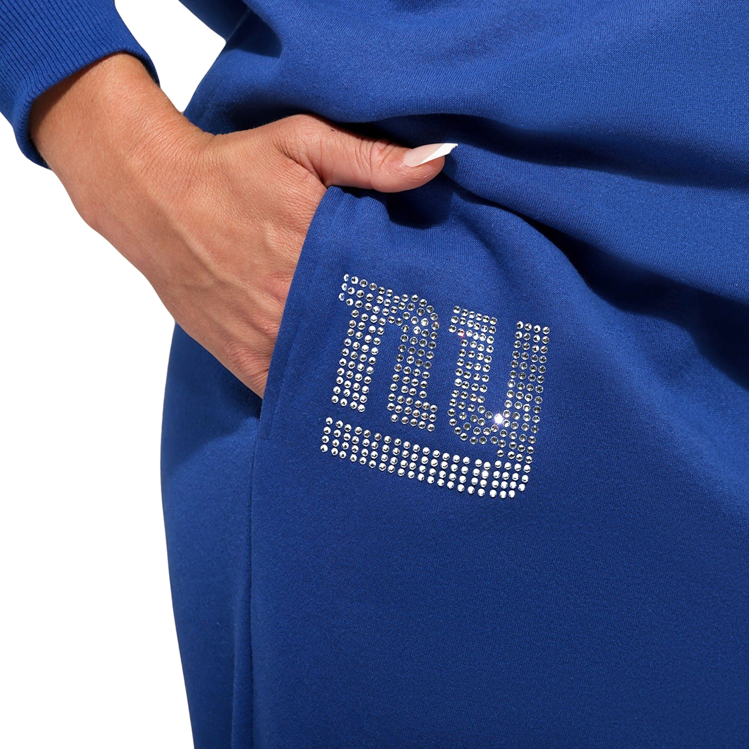 New York Giants Womens Big Wordmark Rhinestone Sweatpants - Image 3