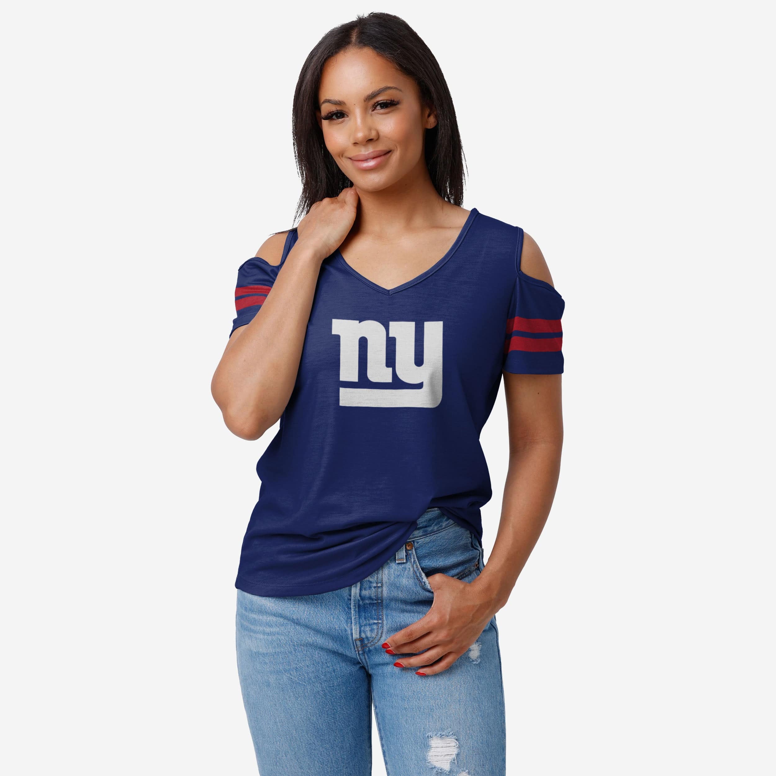 New York Giants Womens Cold Shoulder T-Shirt