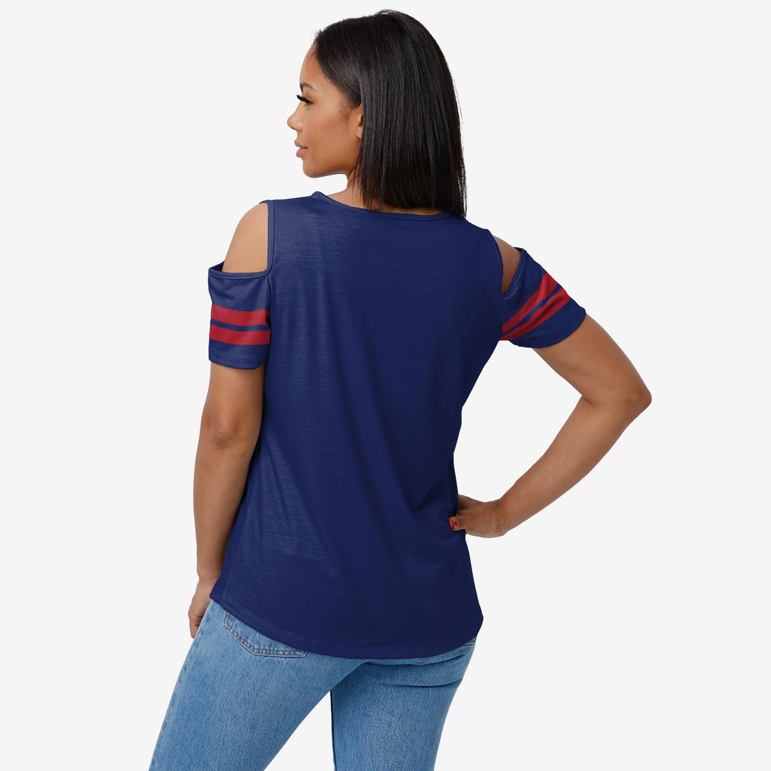 New York Giants Womens Cold Shoulder T-Shirt - Image 2