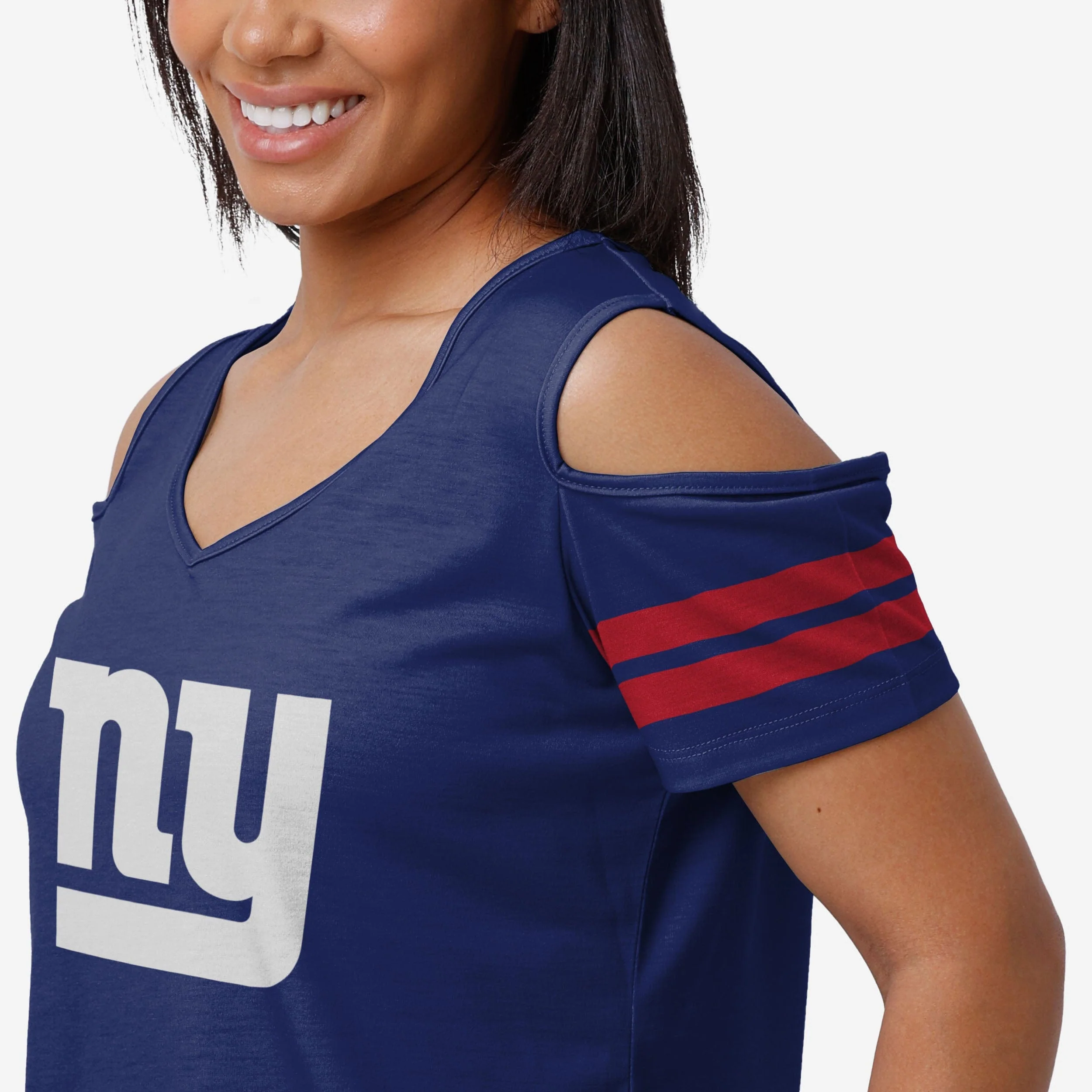 New York Giants Womens Cold Shoulder T-Shirt - Image 3