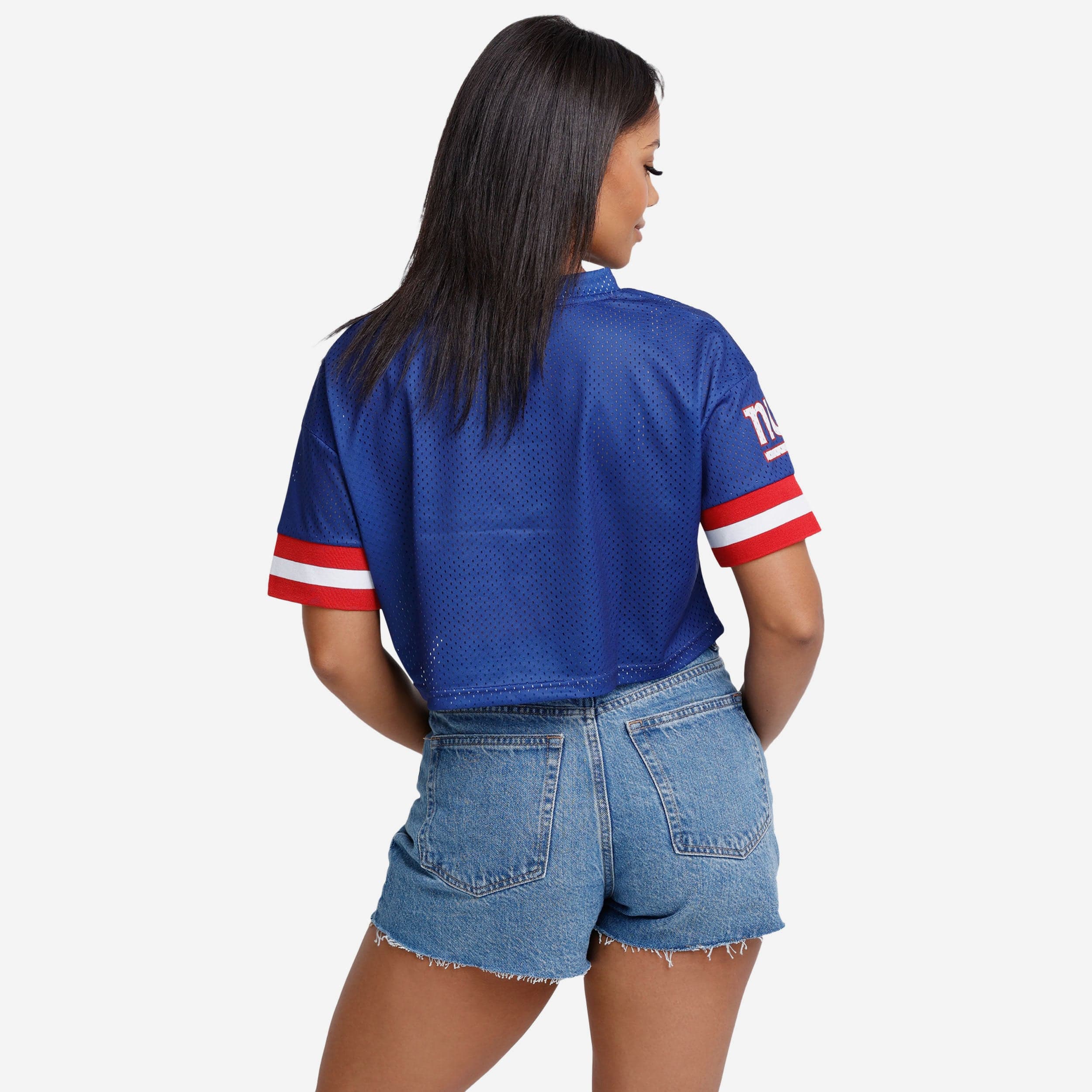 New York Giants Womens Gameday Mesh Crop Top - Image 2