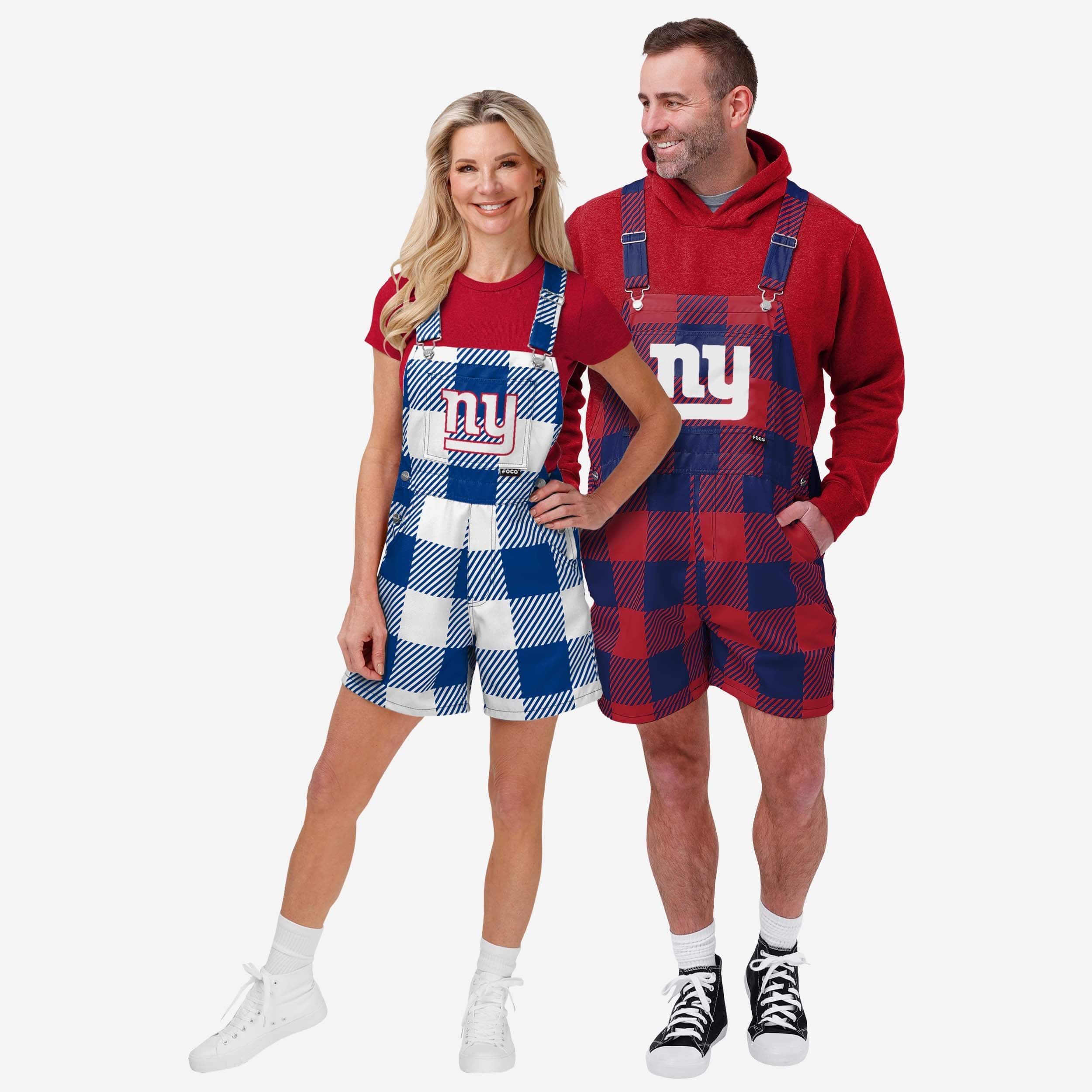 New York Giants Womens Plaid Bib Shortalls - Image 3