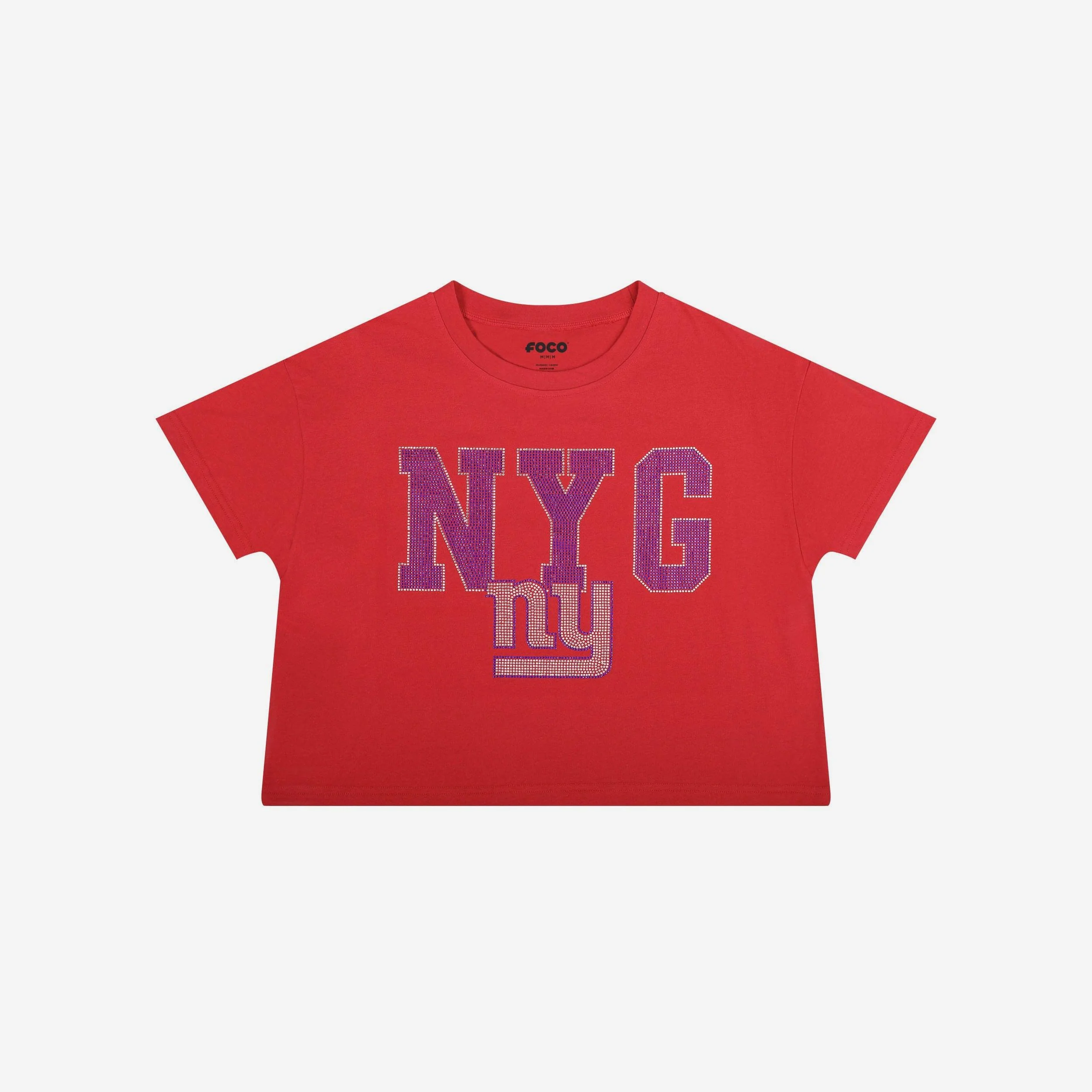 New York Giants Womens Rhinestone Logo Crop Top - Image 4