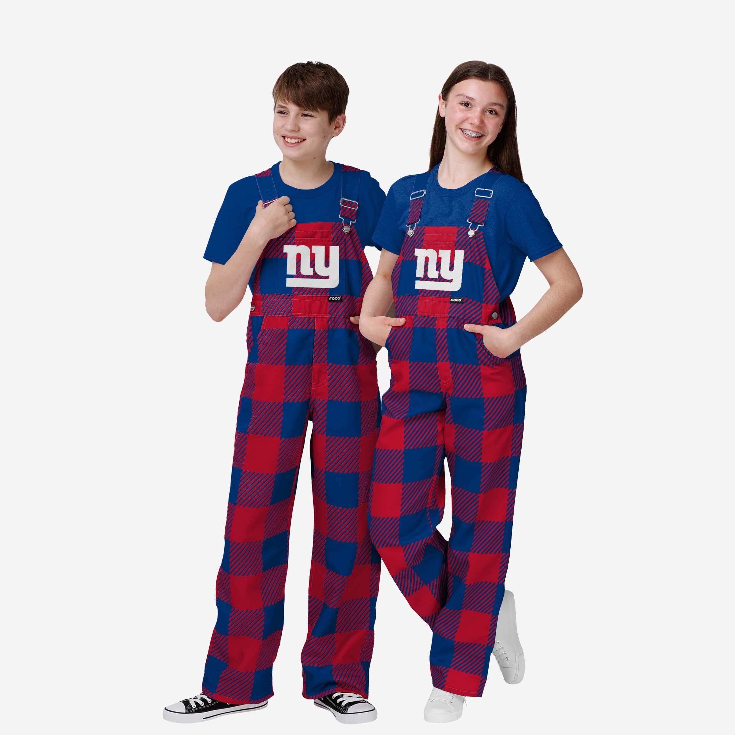 New York Giants Youth Plaid Bib Overalls
