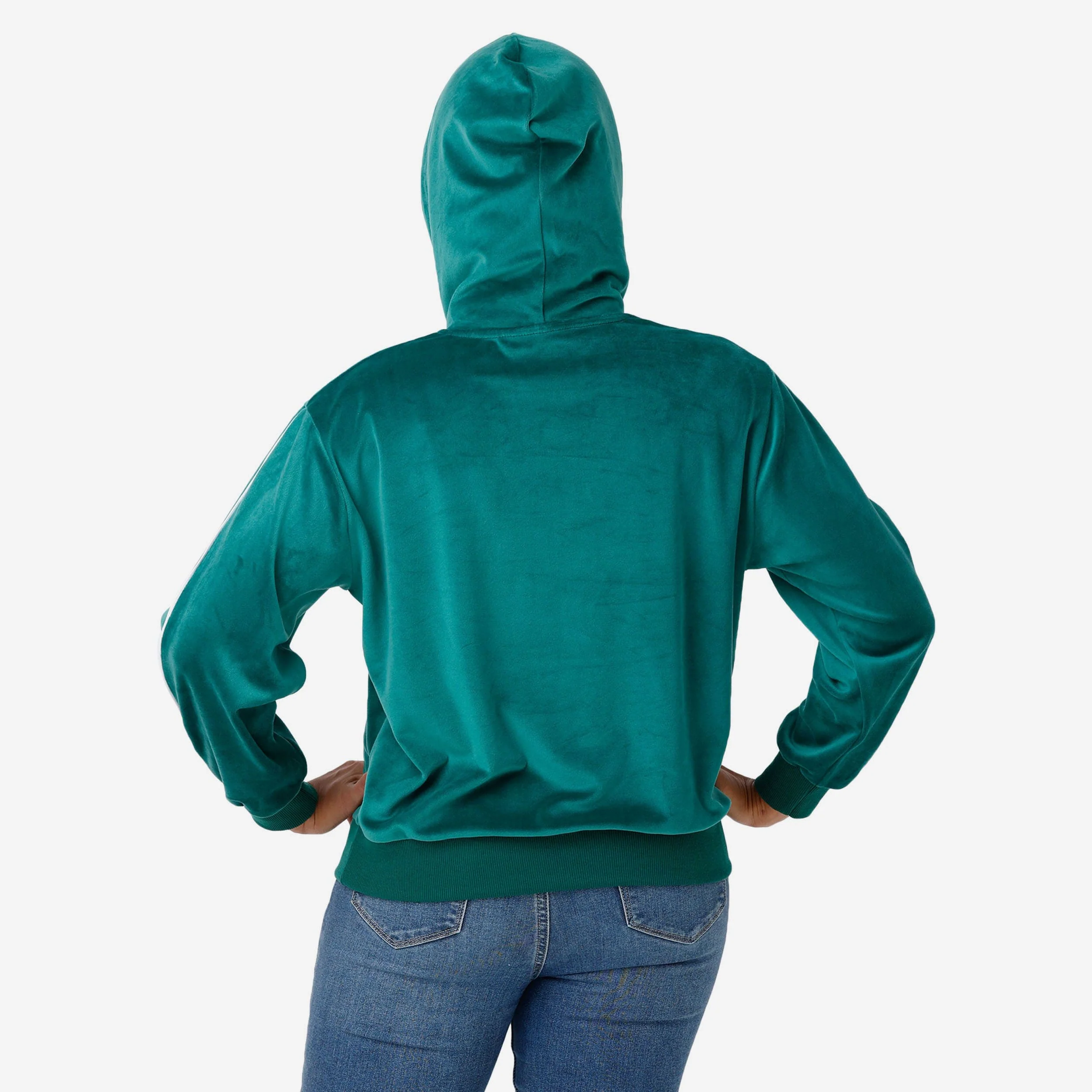 New York Jets 2019 Retro Womens Velour Hooded Sweatshirt - Image 2