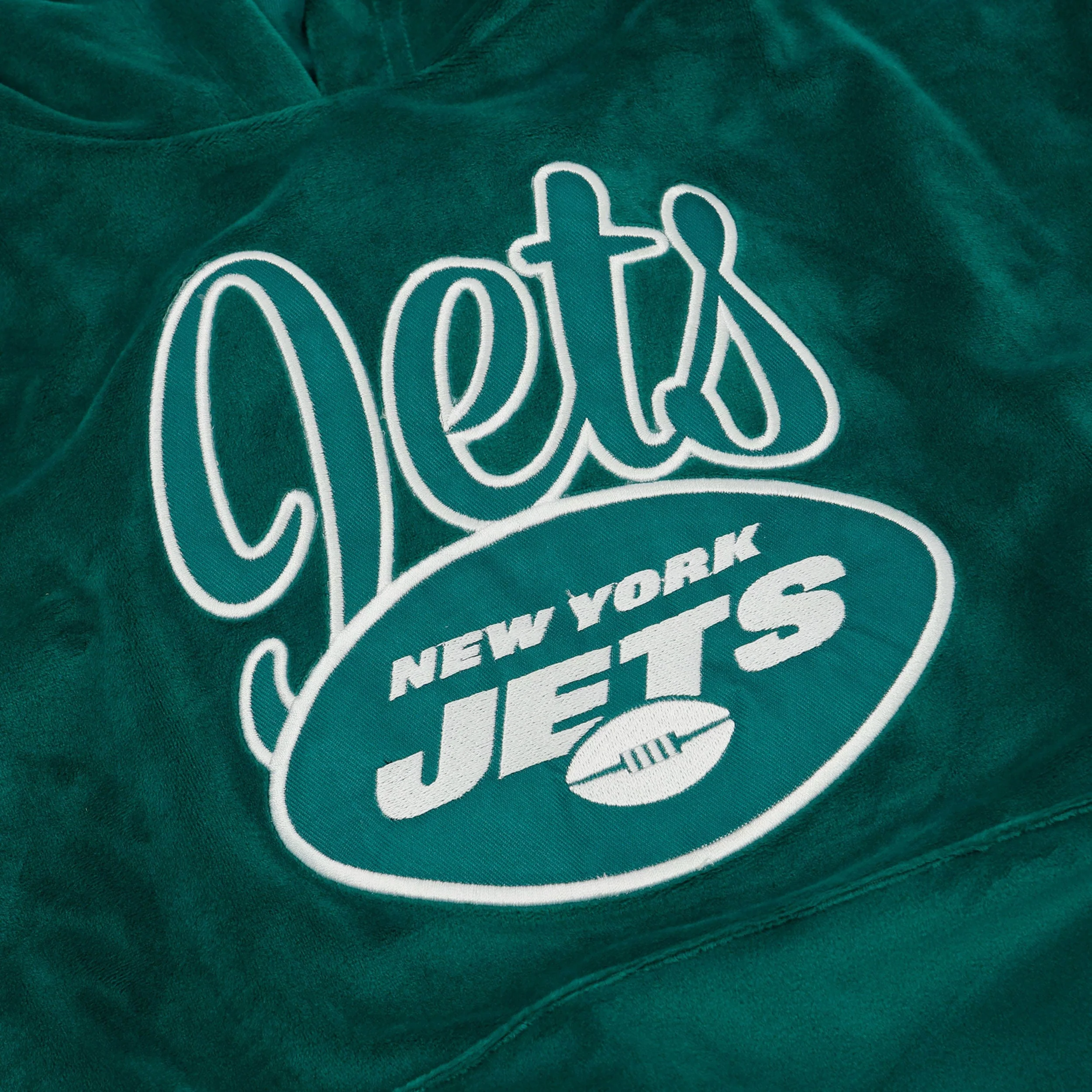 New York Jets 2019 Retro Womens Velour Hooded Sweatshirt - Image 4