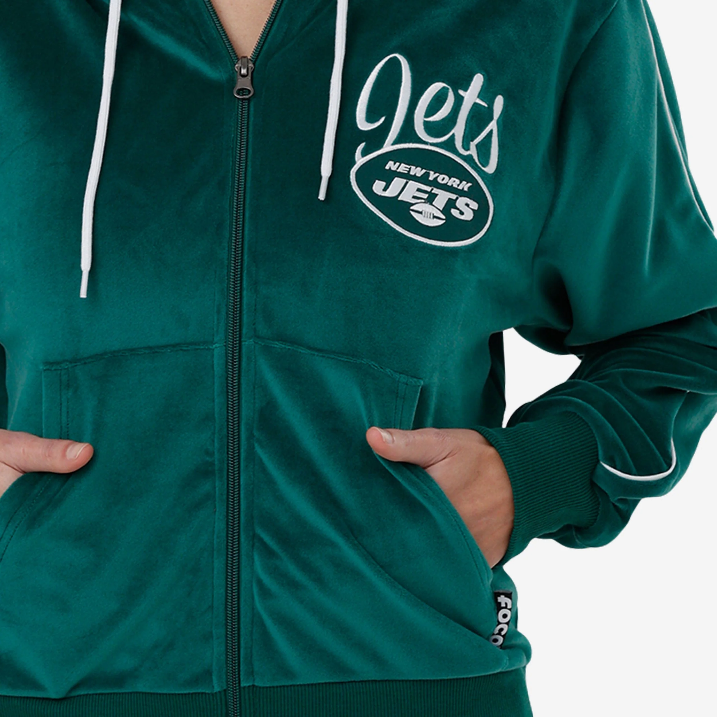 New York Jets 2019 Retro Womens Velour Zip Up Top - Image 3