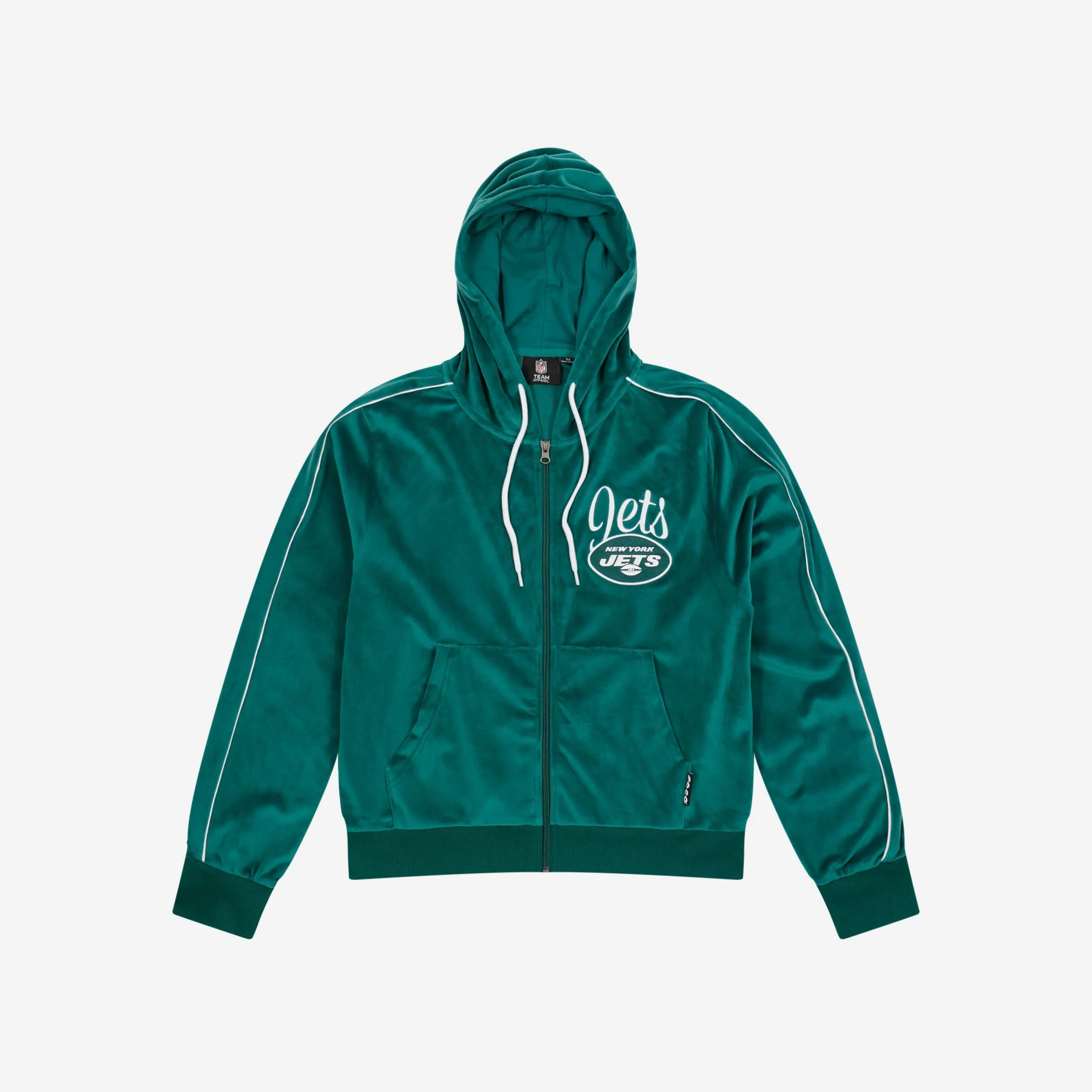New York Jets 2019 Retro Womens Velour Zip Up Top - Image 4