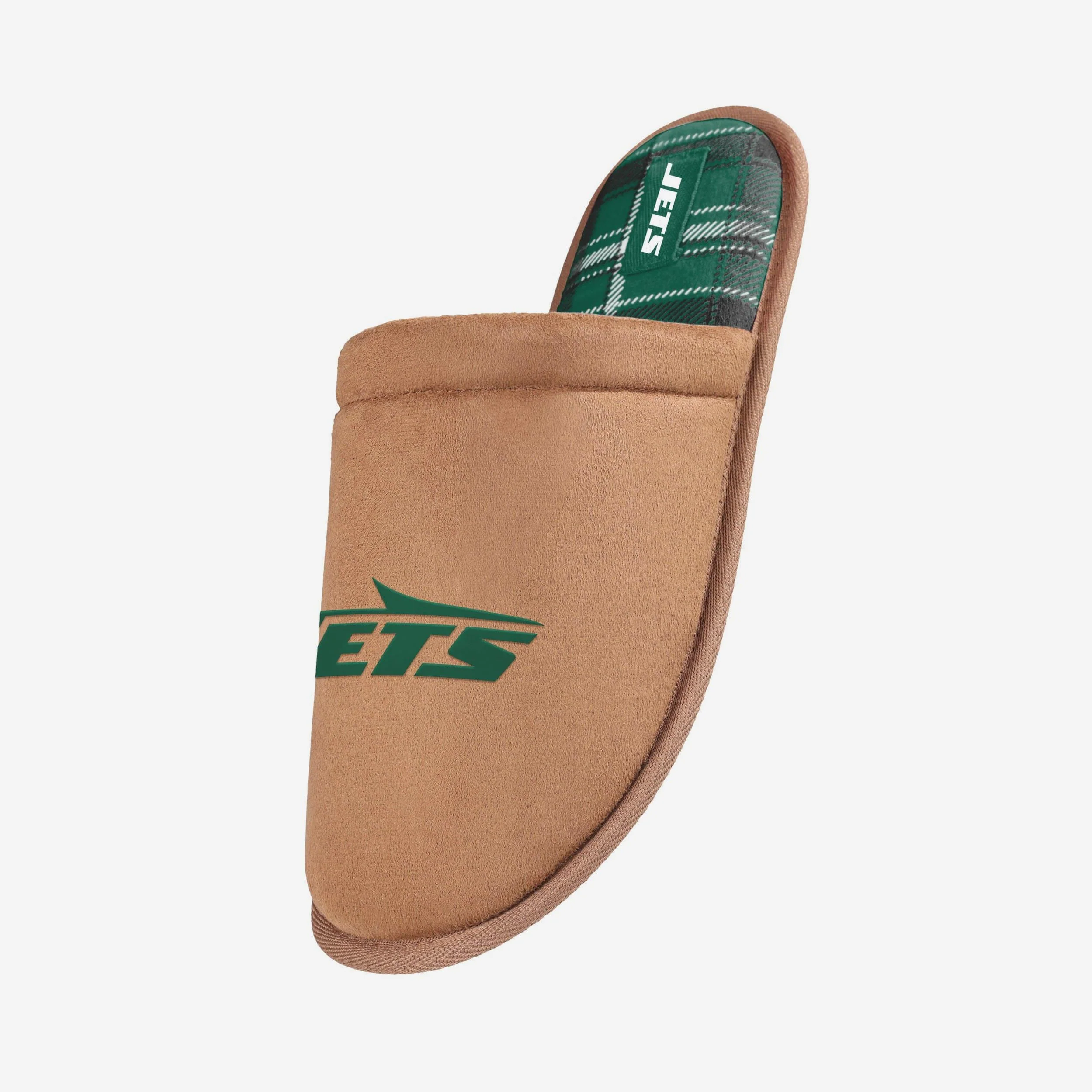 New York Jets Flannel Lined Brown Suede Scuff Slipper - Image 2